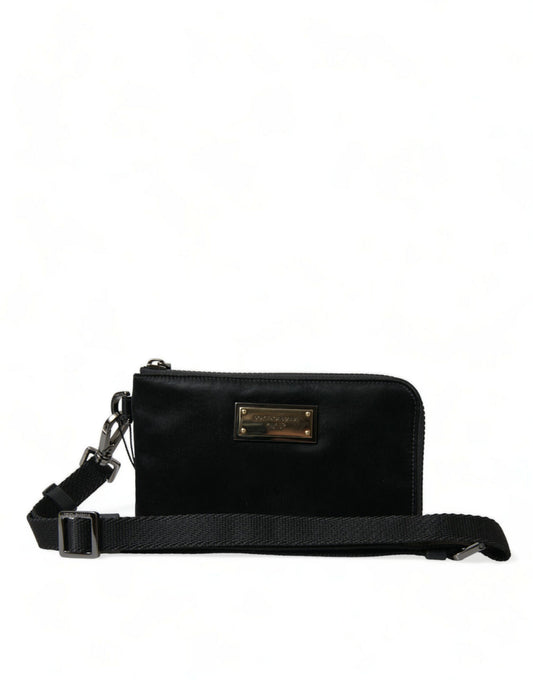 Dolce & Gabbana Black Nylon Logo Plaque Keyring Pouch Clutch Bag Curated Luxury Accessories by Orvyn