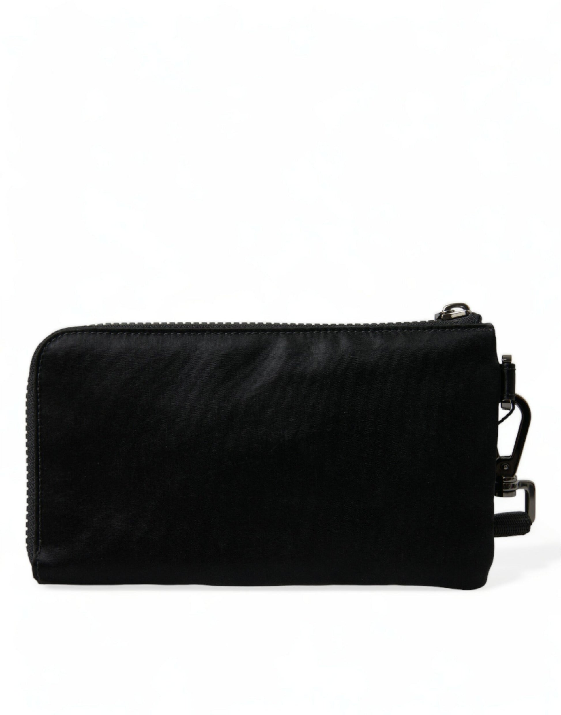 Dolce & Gabbana Black Nylon Logo Plaque Keyring Pouch Clutch Bag Curated Luxury Accessories by Orvyn