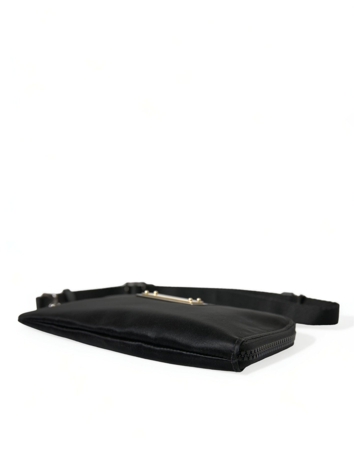 Dolce & Gabbana Black Nylon Logo Plaque Keyring Pouch Clutch Bag Curated Luxury Accessories by Orvyn