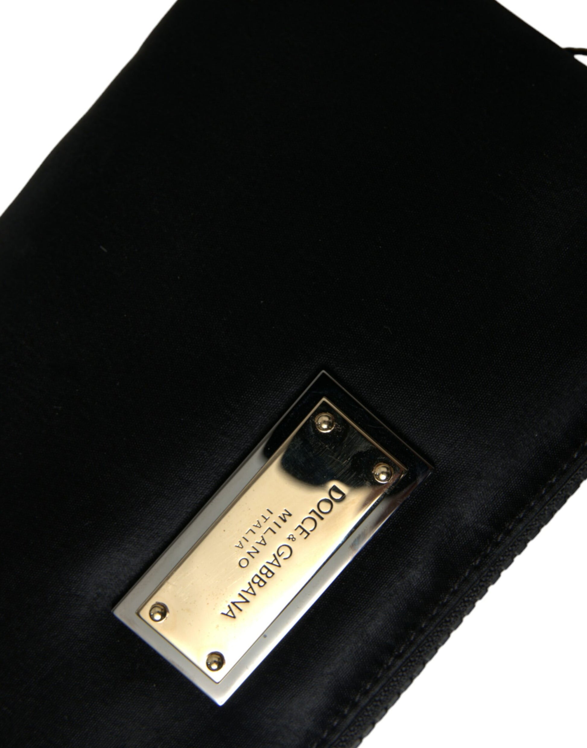 Dolce & Gabbana Black Nylon Logo Plaque Keyring Pouch Clutch Bag Curated Luxury Accessories by Orvyn