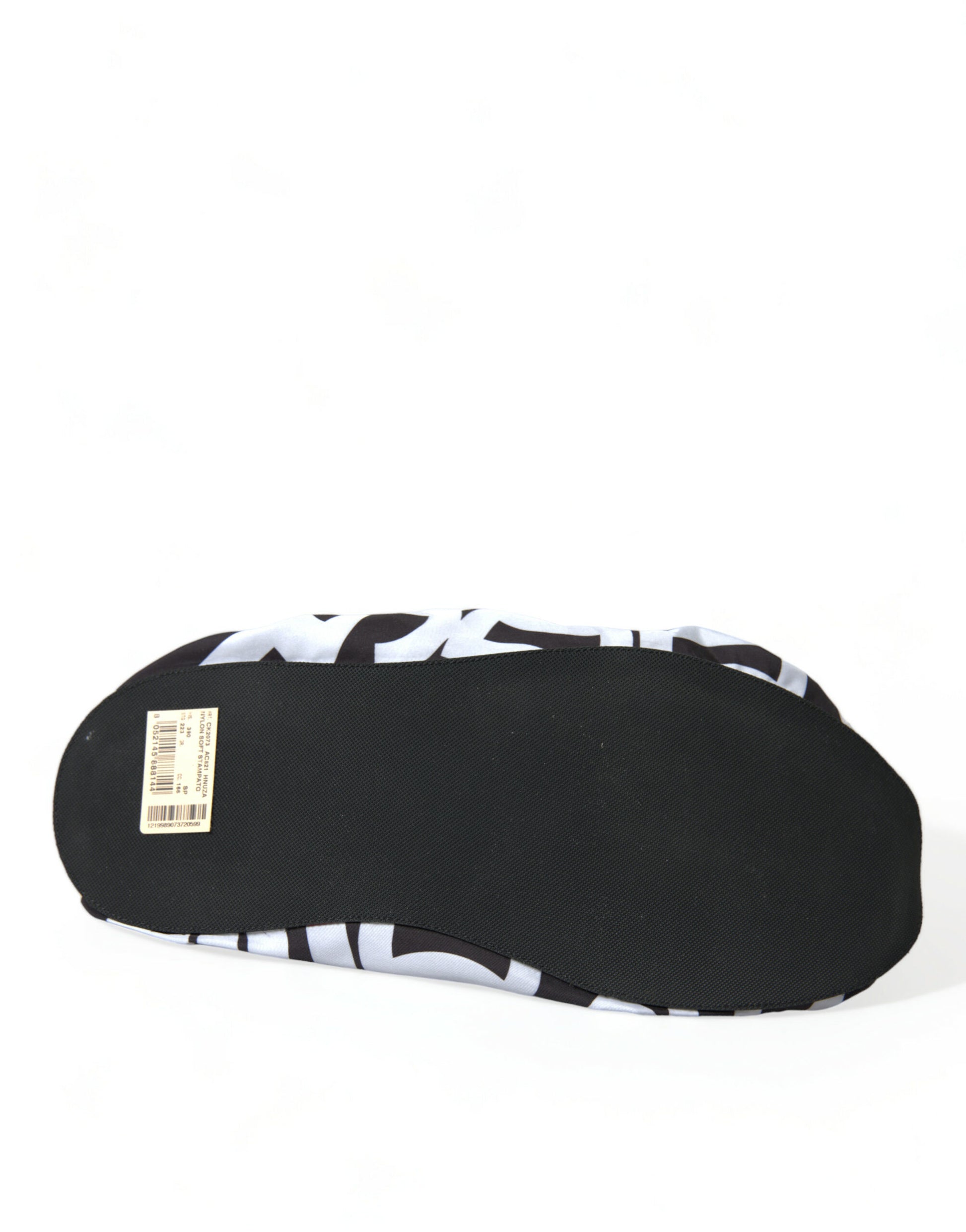 Dolce & Gabbana White Logo Print Nylon Slip On Flats Shoes Curated Luxury Accessories by Orvyn
