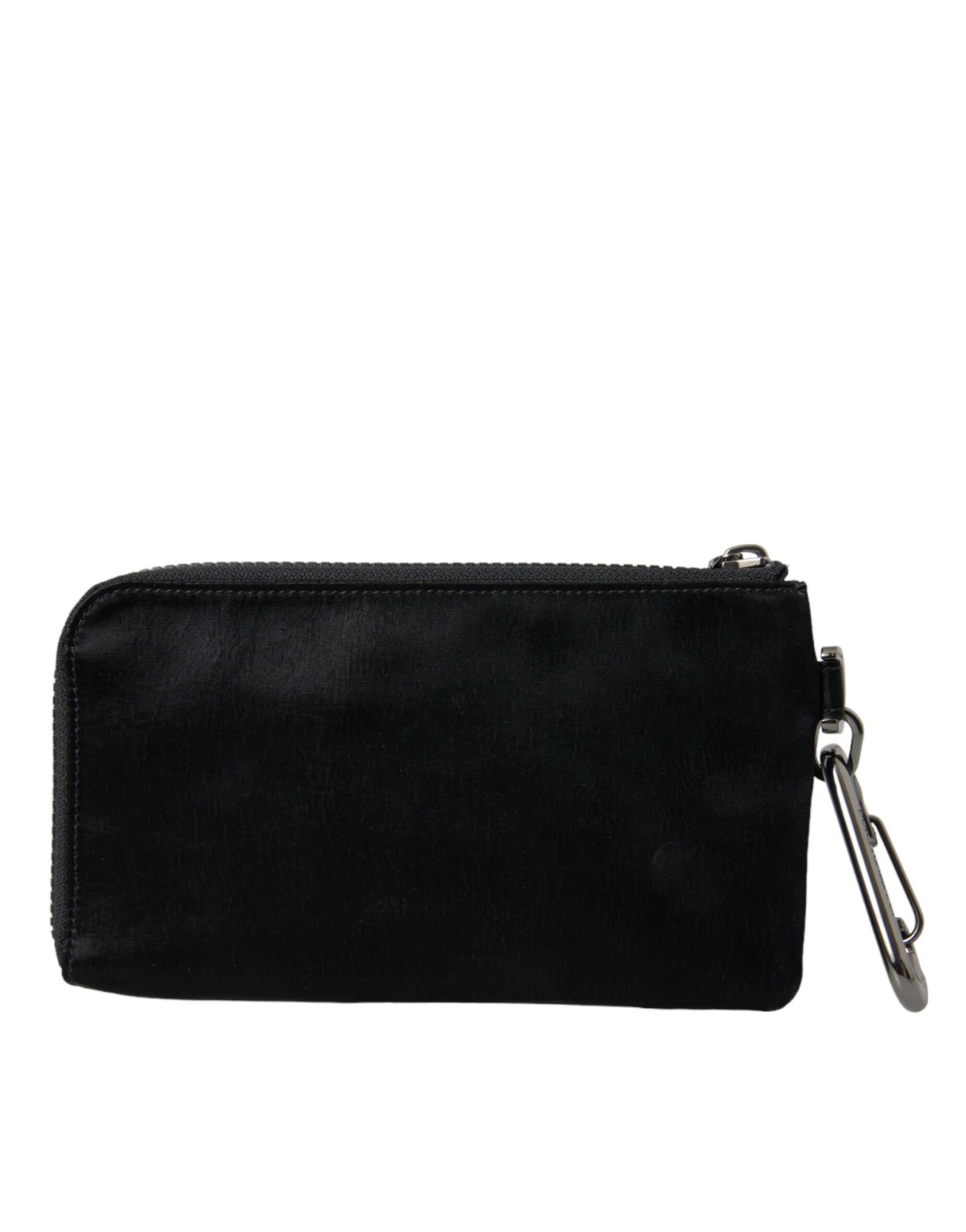 Dolce & Gabbana Black Nylon Logo Plaque Keyring Pouch Clutch Bags schwarz