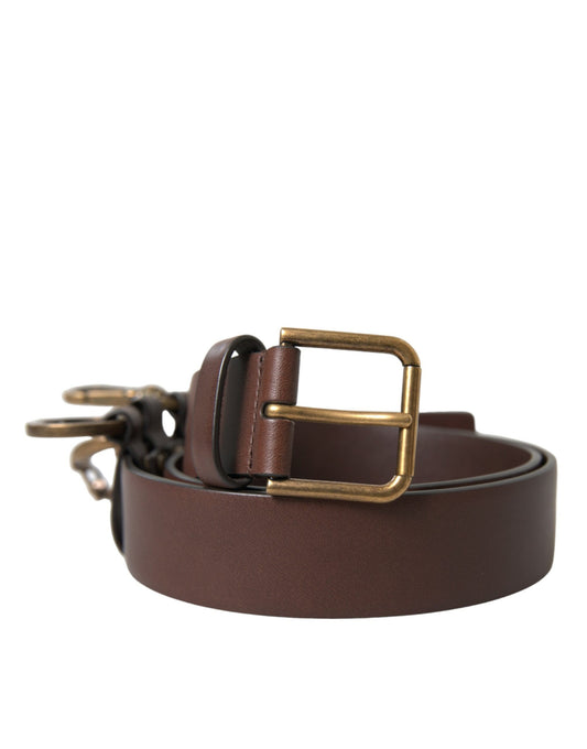 Dolce & Gabbana Brown Leather Gold Metal Buckle Belt braun