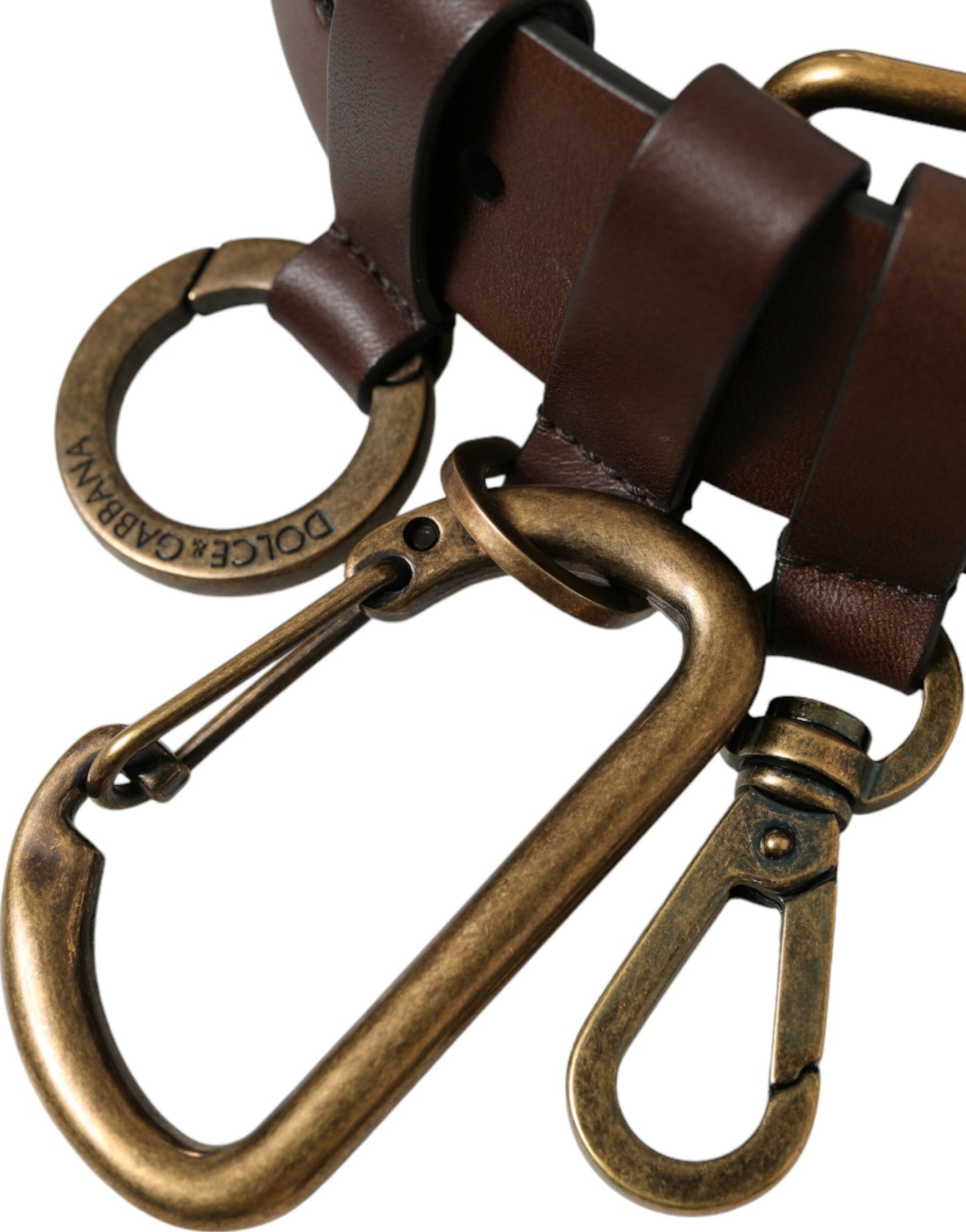 Dolce & Gabbana Brown Calf Leather Gold Metal Buckle Belt braun