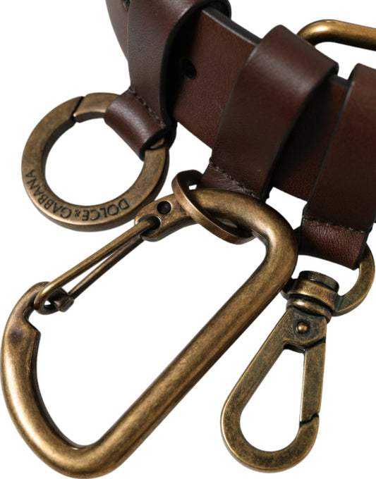 Dolce & Gabbana Brown Leather Gold Metal Buckle Belt braun