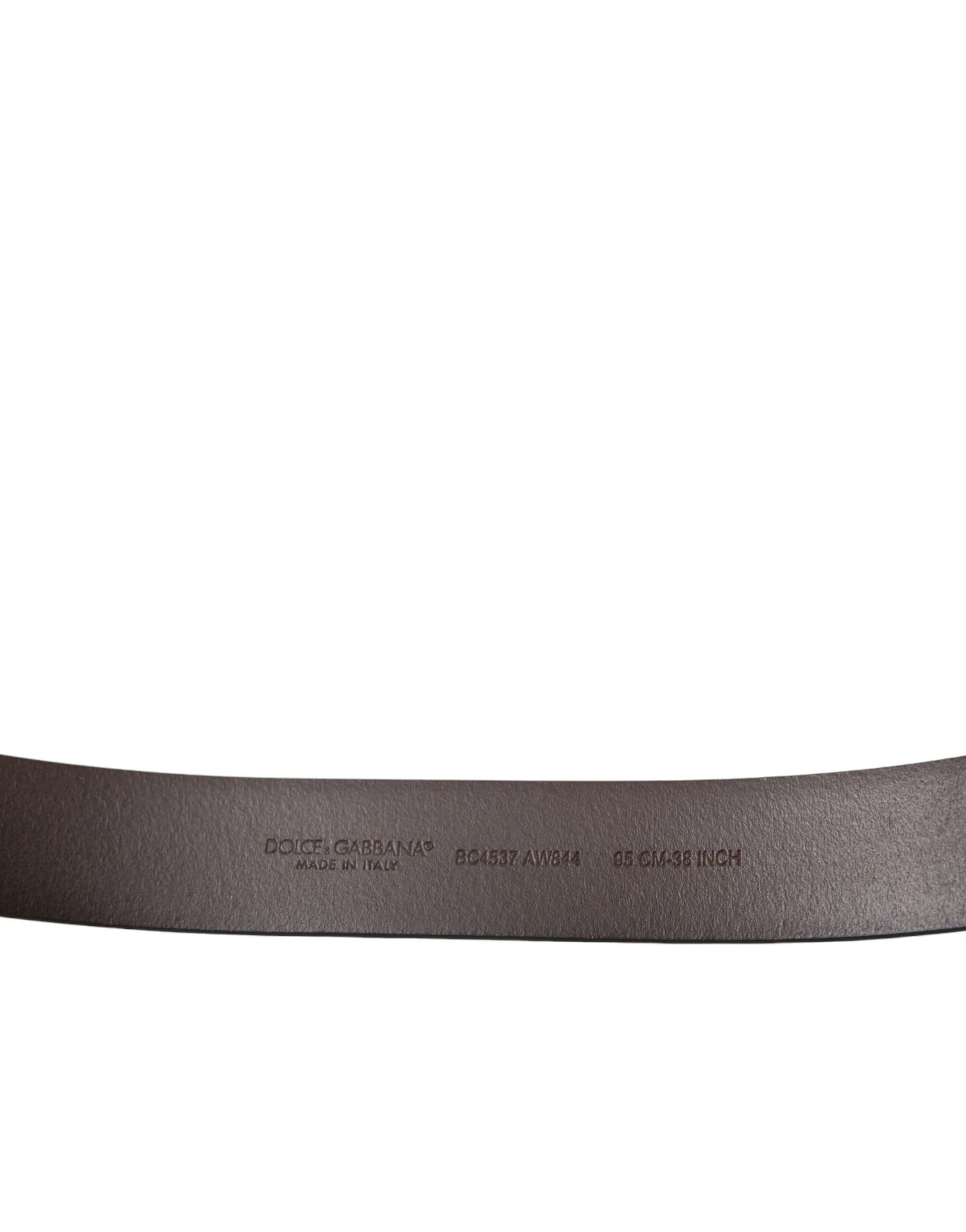 Dolce & Gabbana Brown Calf Leather Gold Metal Buckle Belt braun