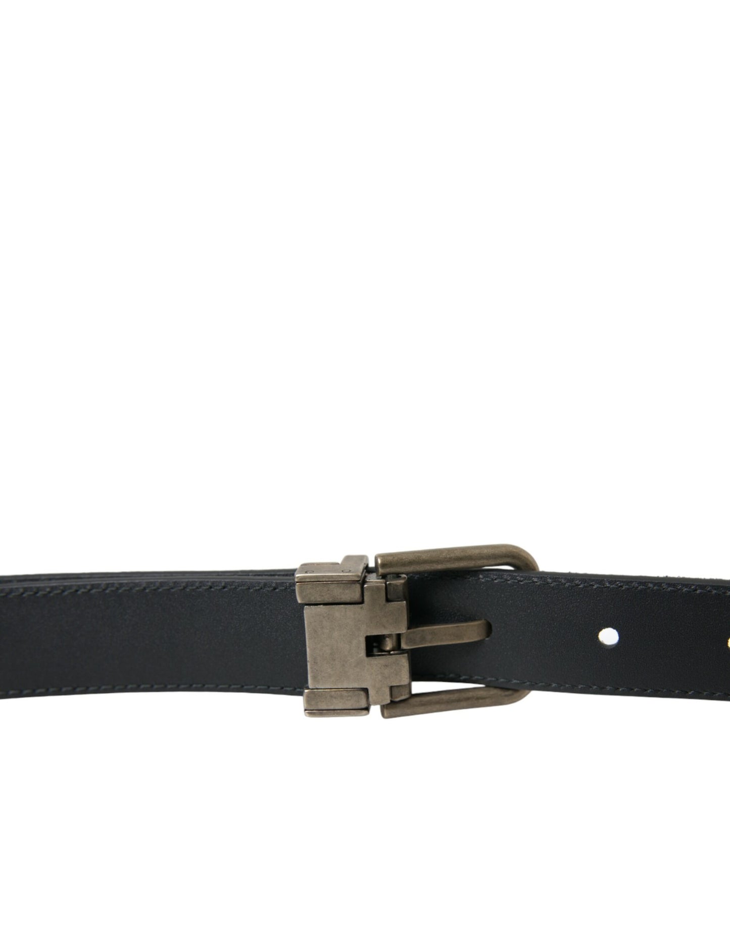 Dolce & Gabbana Black Goat Leather Antique Metal Buckle Belt Curated Luxury Accessories by Orvyn