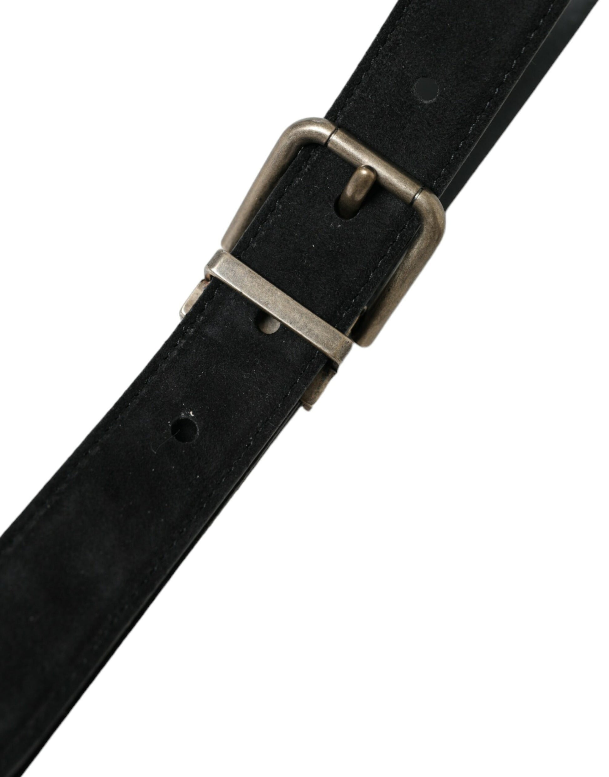 Dolce & Gabbana Black Goat Leather Antique Metal Buckle Belt Curated Luxury Accessories by Orvyn