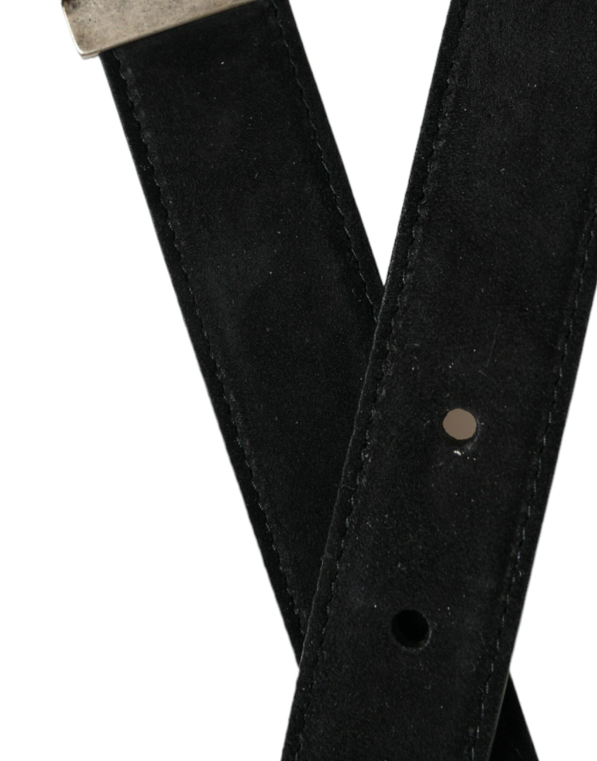 Dolce & Gabbana Black Goat Leather Antique Metal Buckle Belt Curated Luxury Accessories by Orvyn