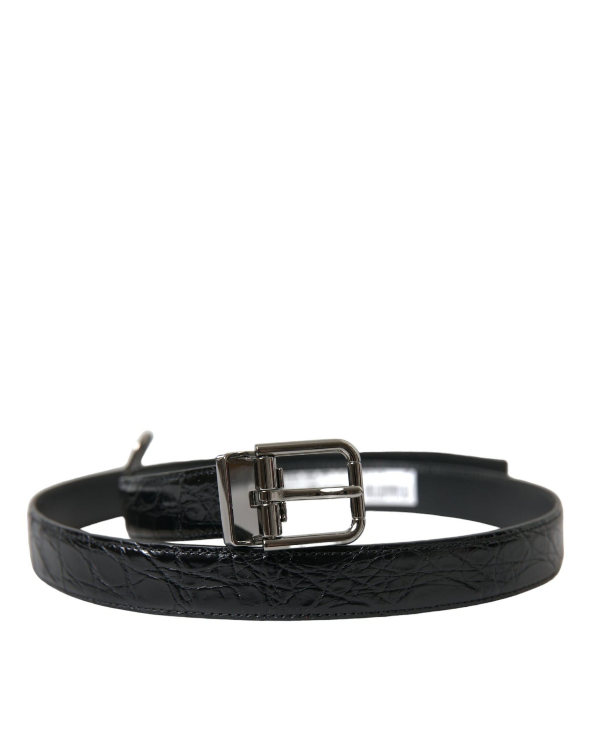 Dolce & Gabbana Black Leather Silver Metal Buckle Belt Curated Luxury Accessories by Orvyn