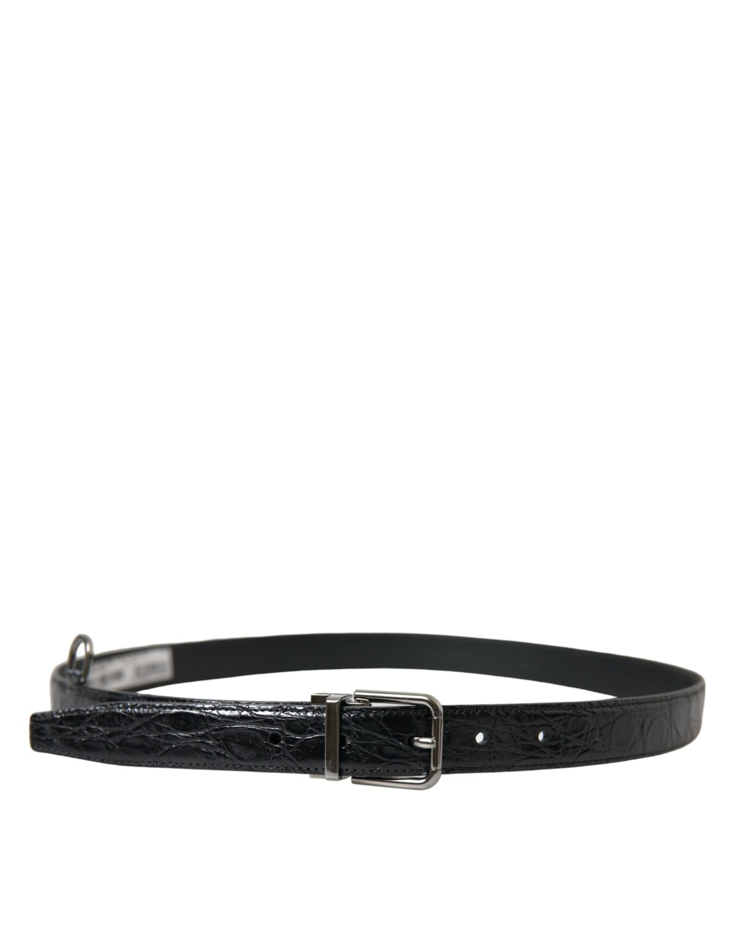 Dolce & Gabbana Black Leather Silver Metal Buckle Belt Curated Luxury Accessories by Orvyn