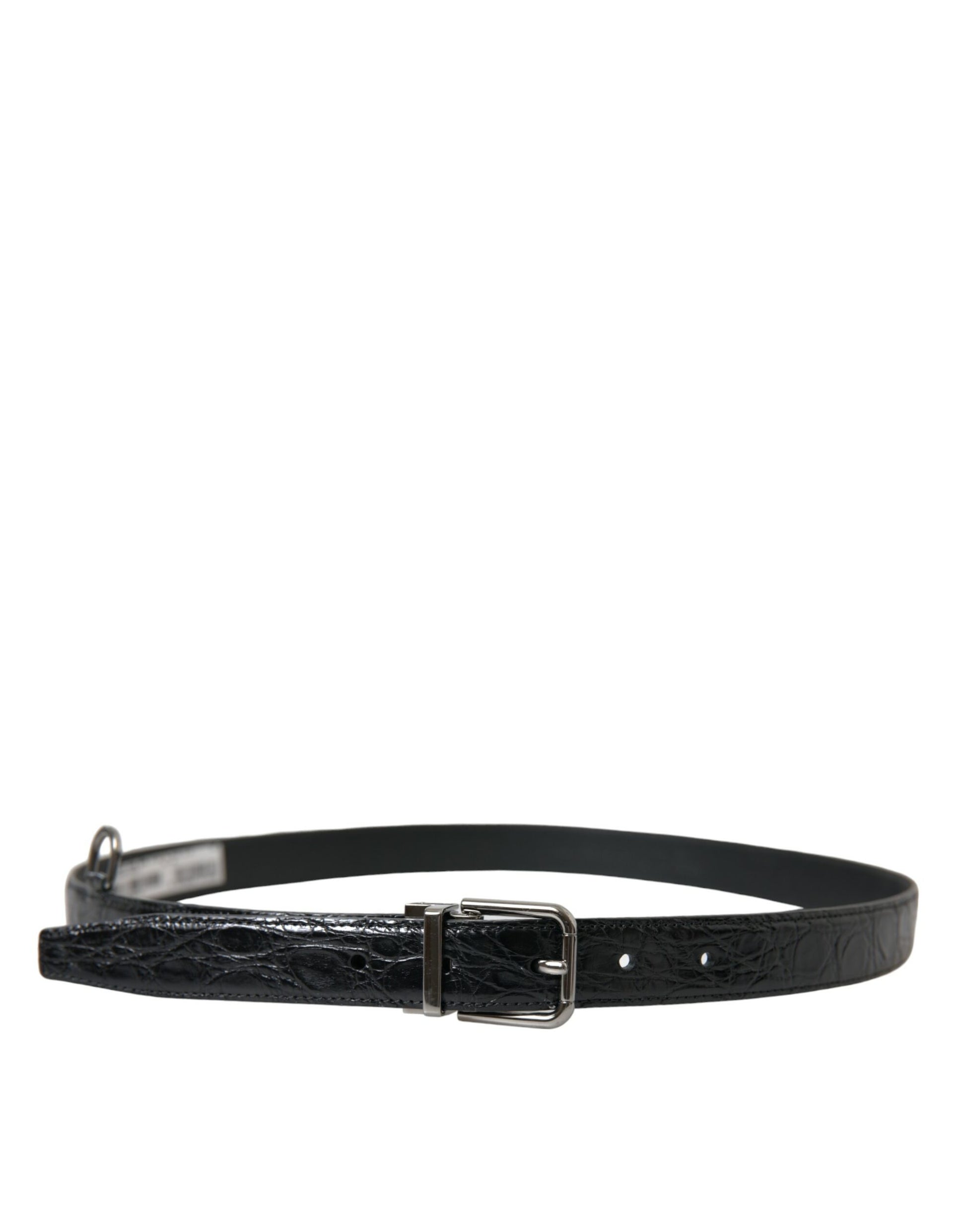 Dolce & Gabbana Black Leather Silver Metal Buckle Belt Curated Luxury Accessories by Orvyn