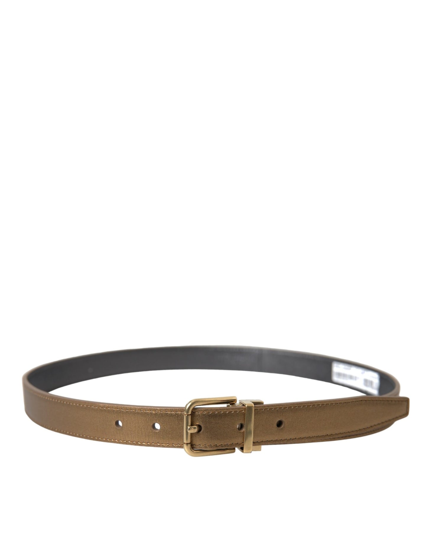 Dolce & Gabbana Metallic Gold Calf Leather Metal Buckle Belt Curated Luxury Accessories by Orvyn