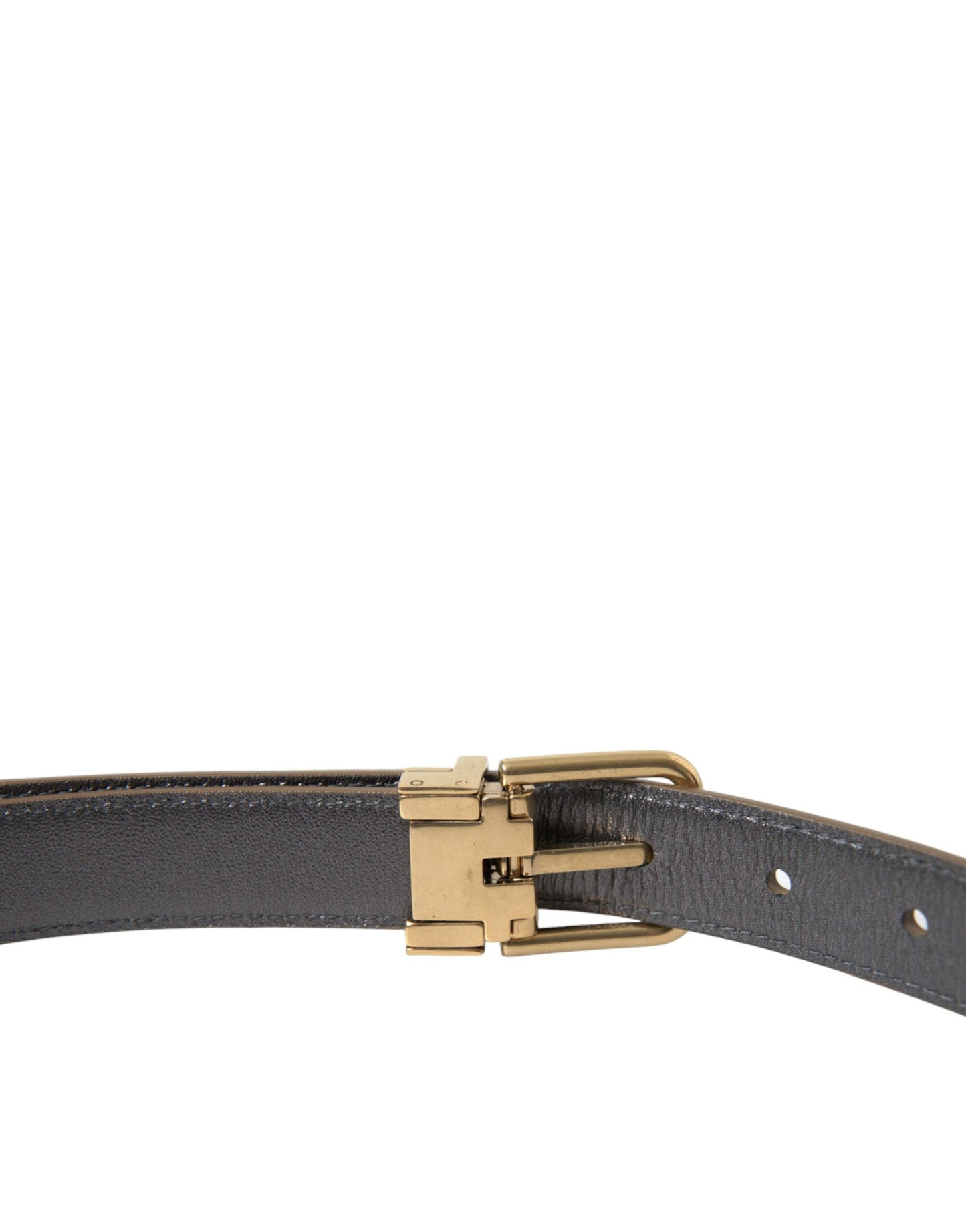 Dolce & Gabbana Metallic Gold Calf Leather Metal Buckle Belt Curated Luxury Accessories by Orvyn