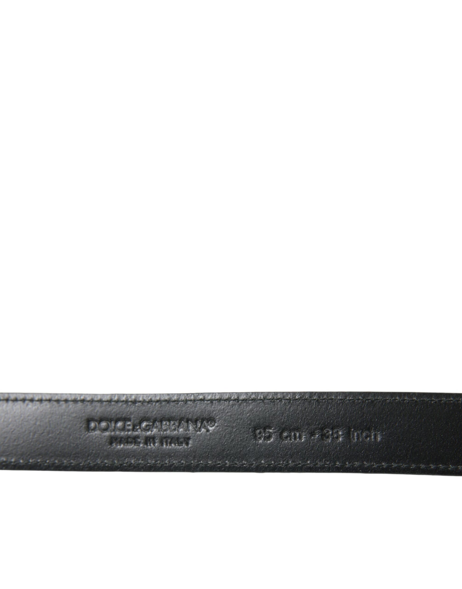 Dolce & Gabbana Black Leather Silver Metal Buckle Belt Curated Luxury Accessories by Orvyn