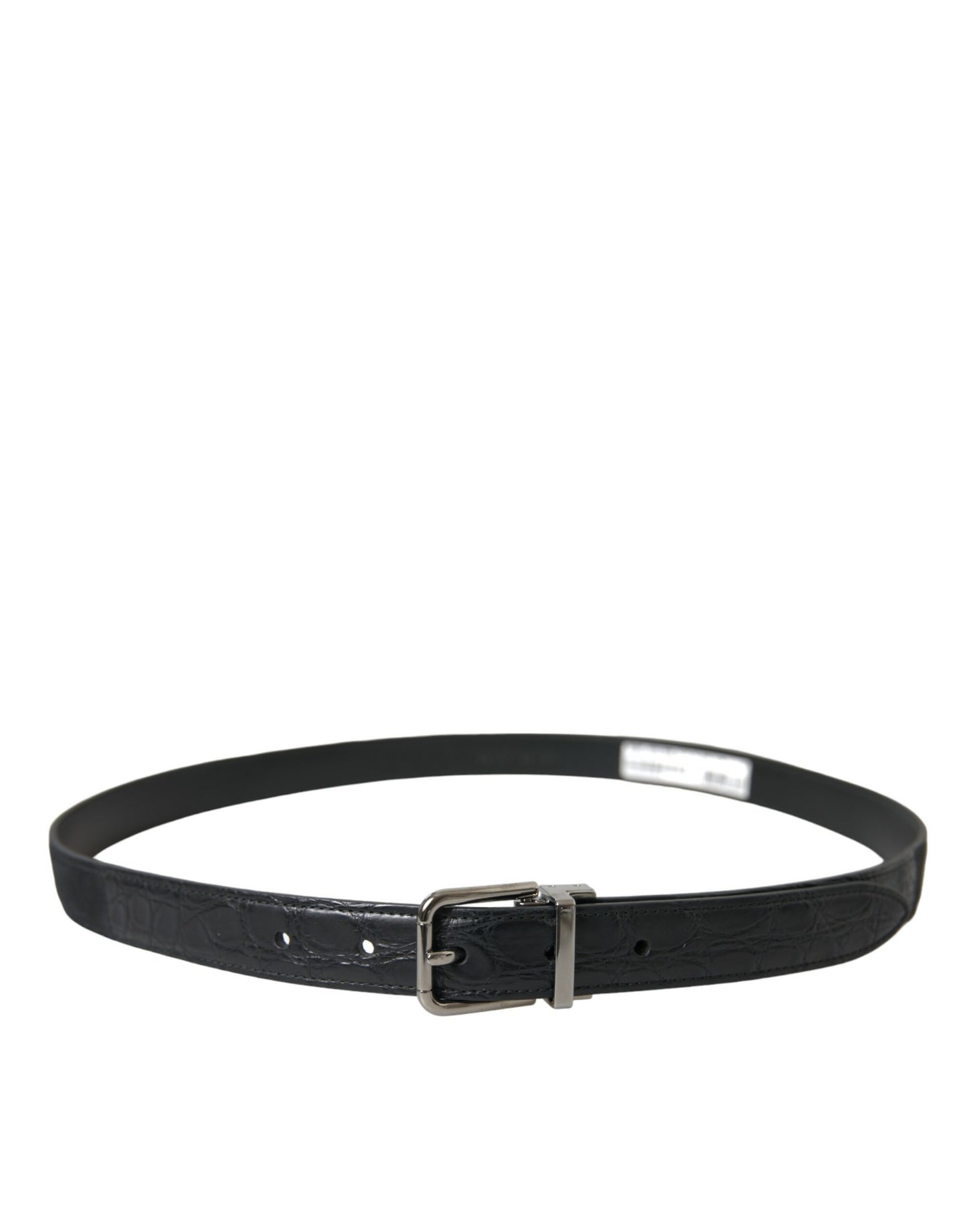 Dolce & Gabbana Black Leather Silver Metal Buckle Belt Curated Luxury Accessories by Orvyn