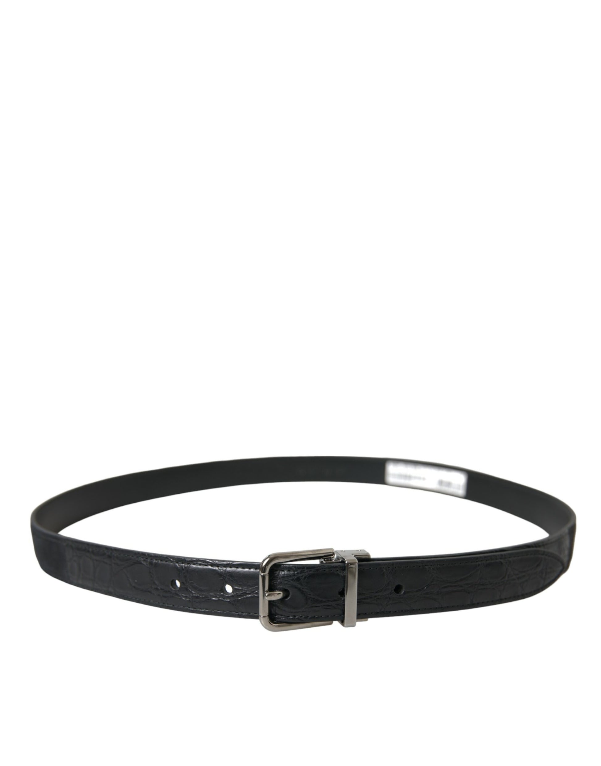 Dolce & Gabbana Black Leather Silver Metal Buckle Belt Curated Luxury Accessories by Orvyn