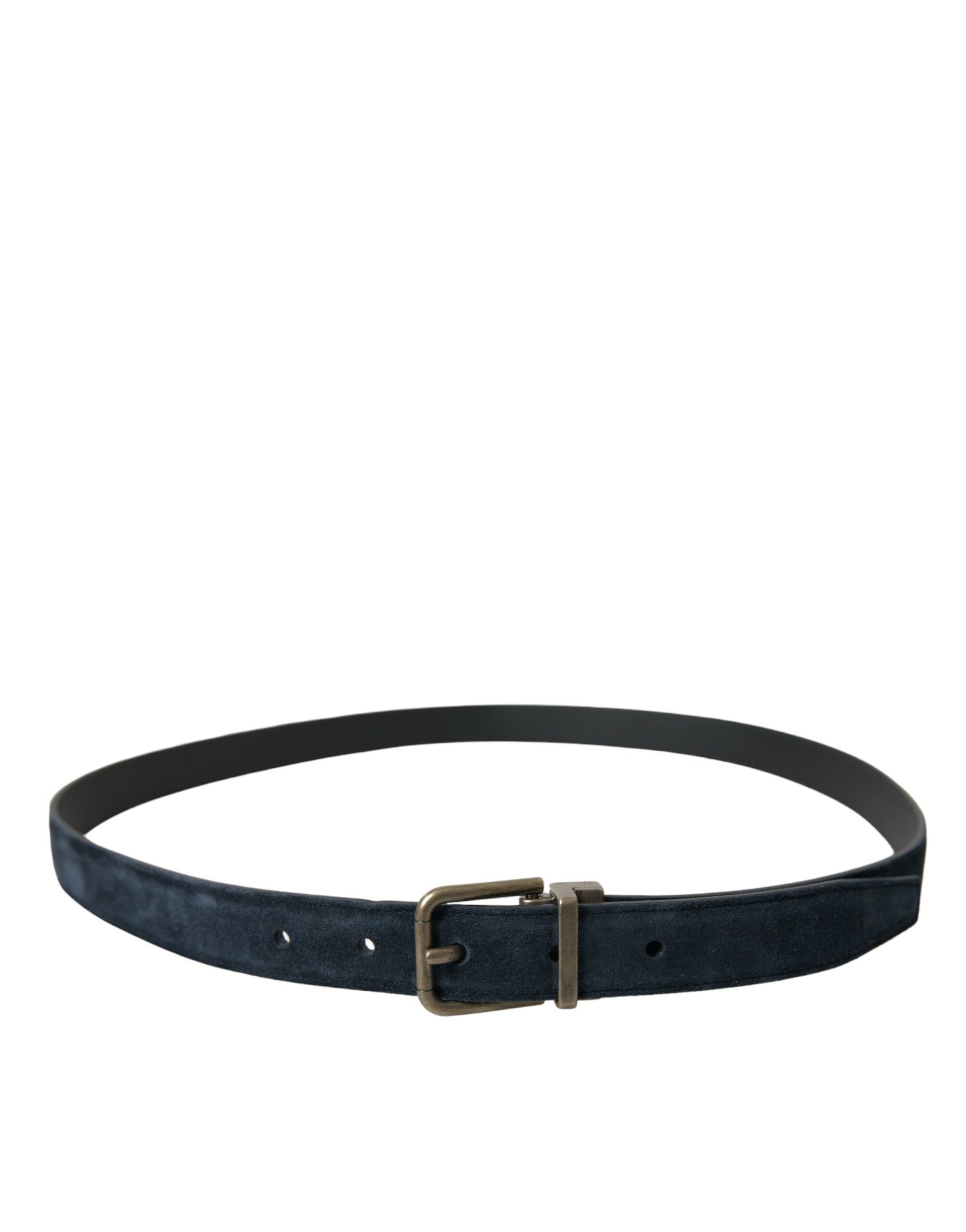 Dolce & Gabbana Blue Suede Leather Gold Metal Buckle Belt Curated Luxury Accessories by Orvyn