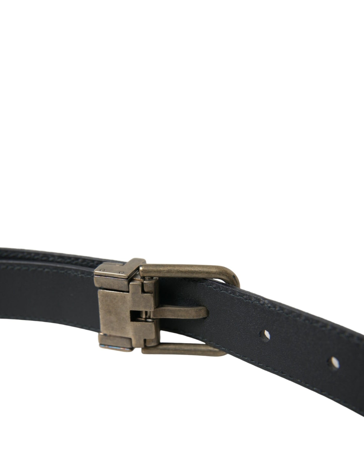 Dolce & Gabbana Blue Suede Leather Gold Metal Buckle Belt Curated Luxury Accessories by Orvyn