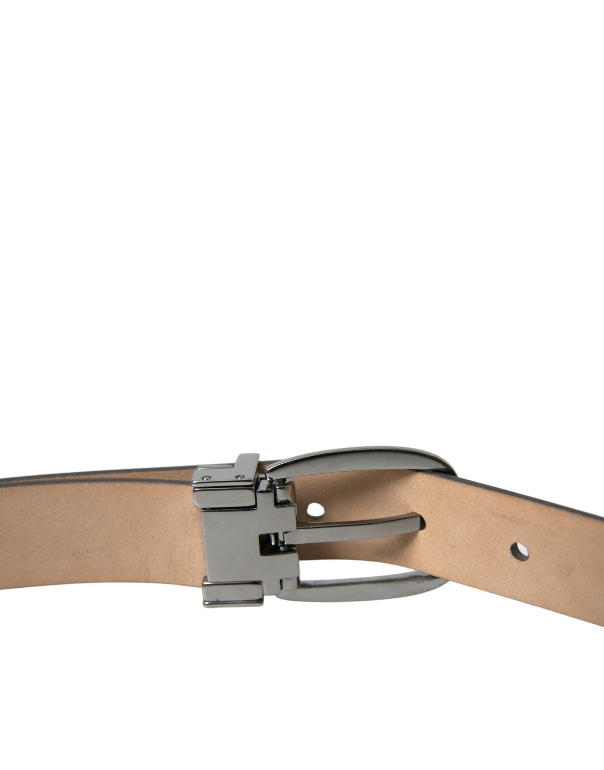 Dolce & Gabbana Dark Brown Leather Silver Metal Buckle Belt Curated Luxury Accessories by Orvyn