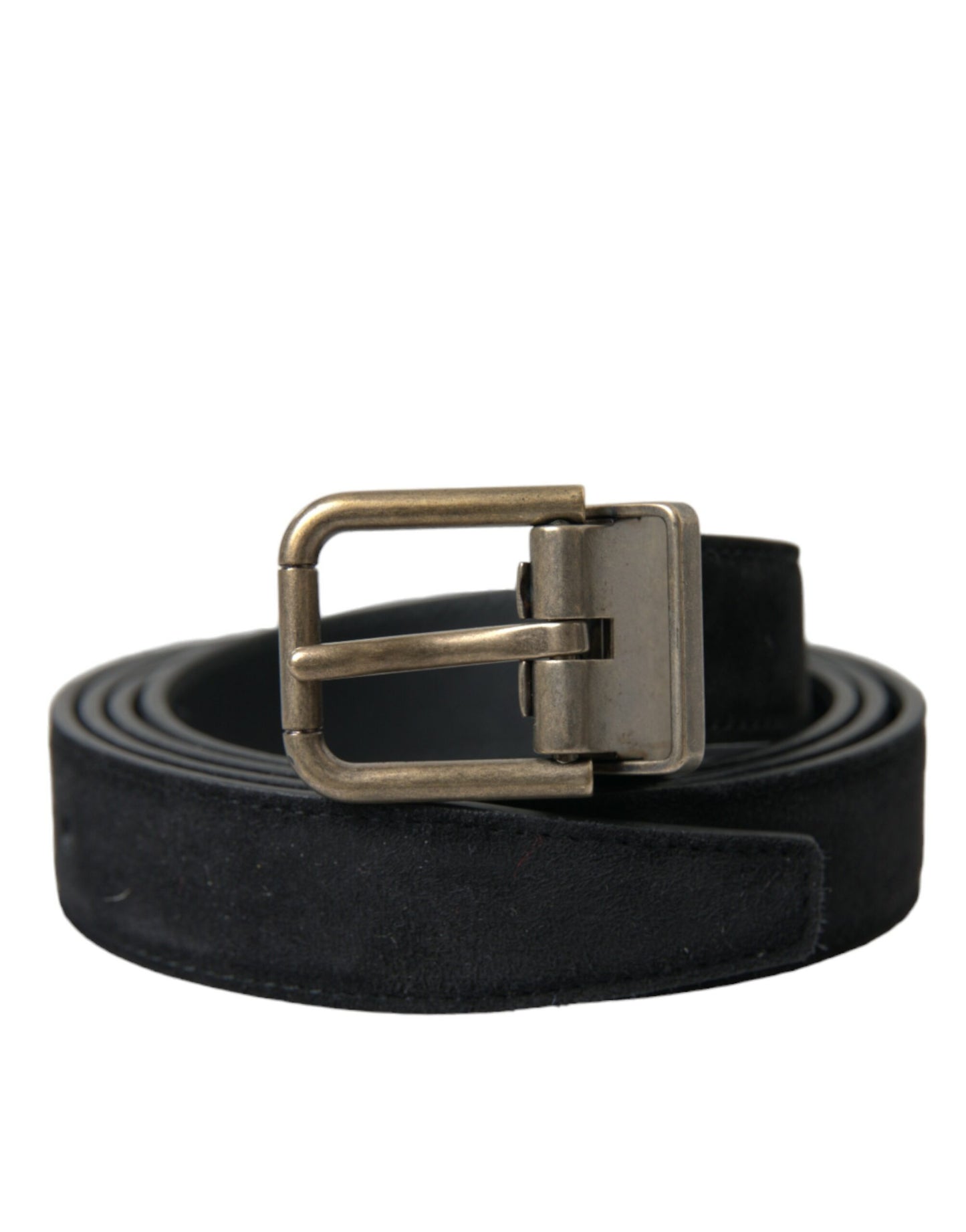 Dolce & Gabbana Black Suede Leather Gold Metal Buckle Belt Curated Luxury Accessories by Orvyn