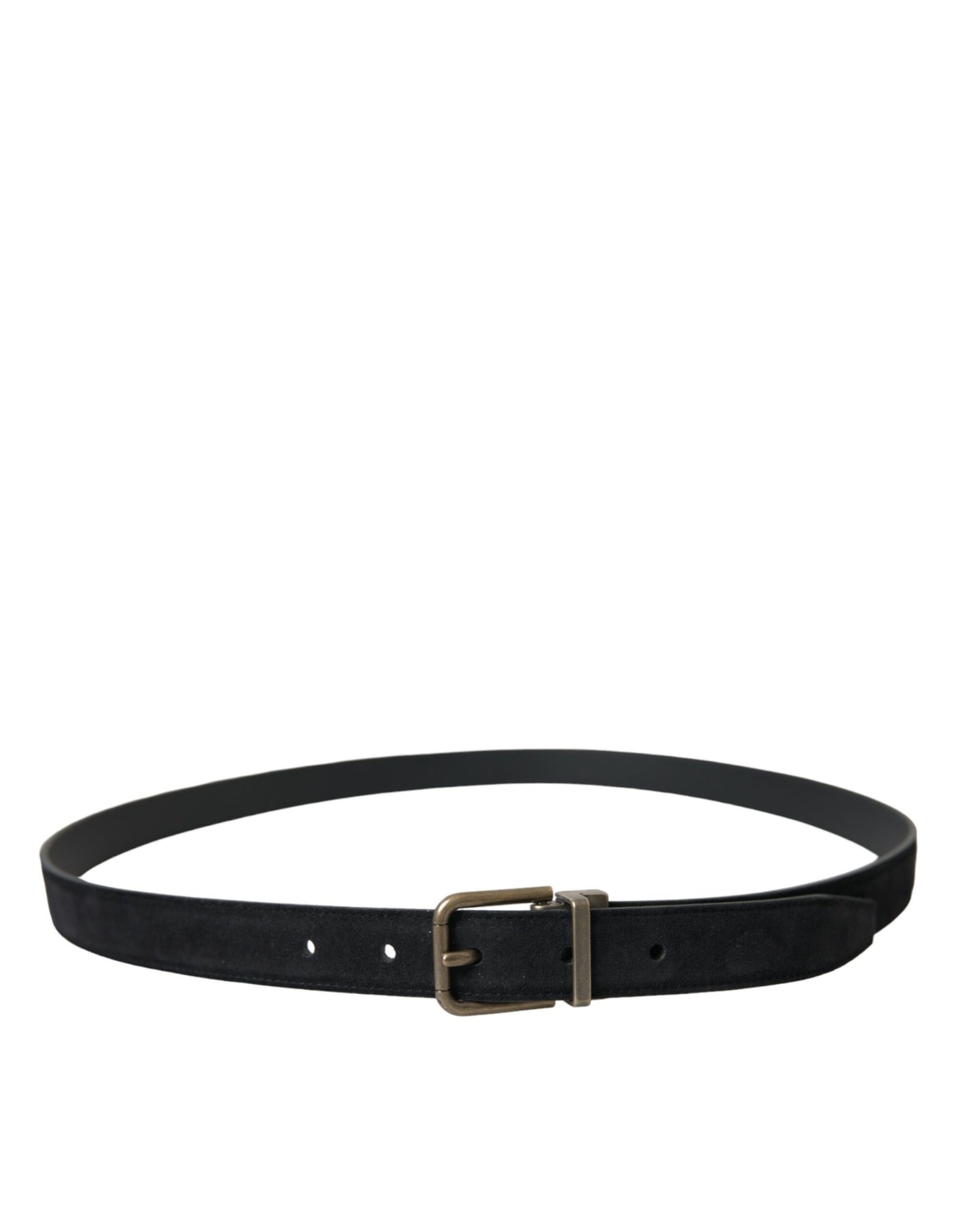Dolce & Gabbana Black Suede Leather Gold Metal Buckle Belt Curated Luxury Accessories by Orvyn
