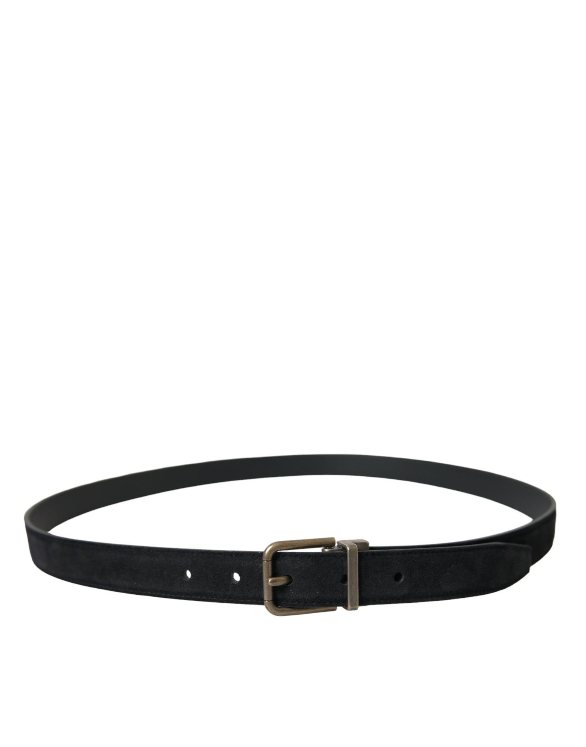 Dolce & Gabbana Black Suede Leather Gold Metal Buckle Belt Curated Luxury Accessories by Orvyn