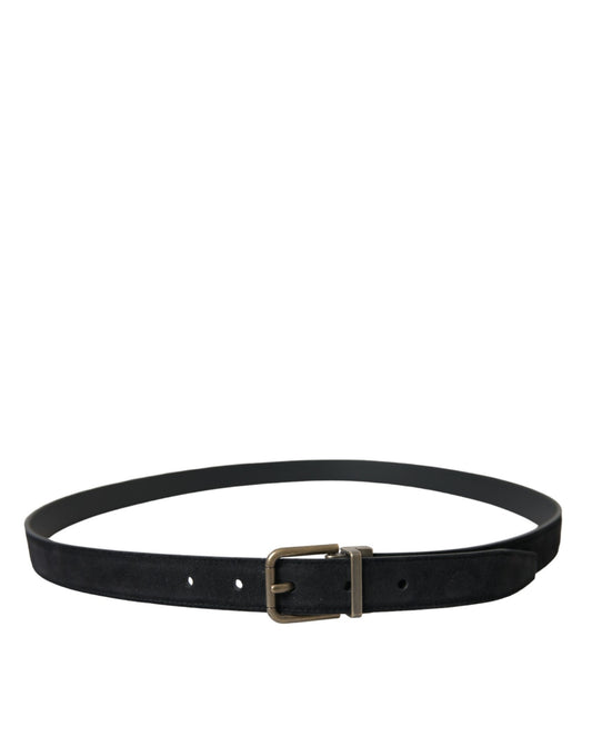 Dolce & Gabbana Black Suede Leather Gold Metal Buckle Belt Curated Luxury Accessories by Orvyn