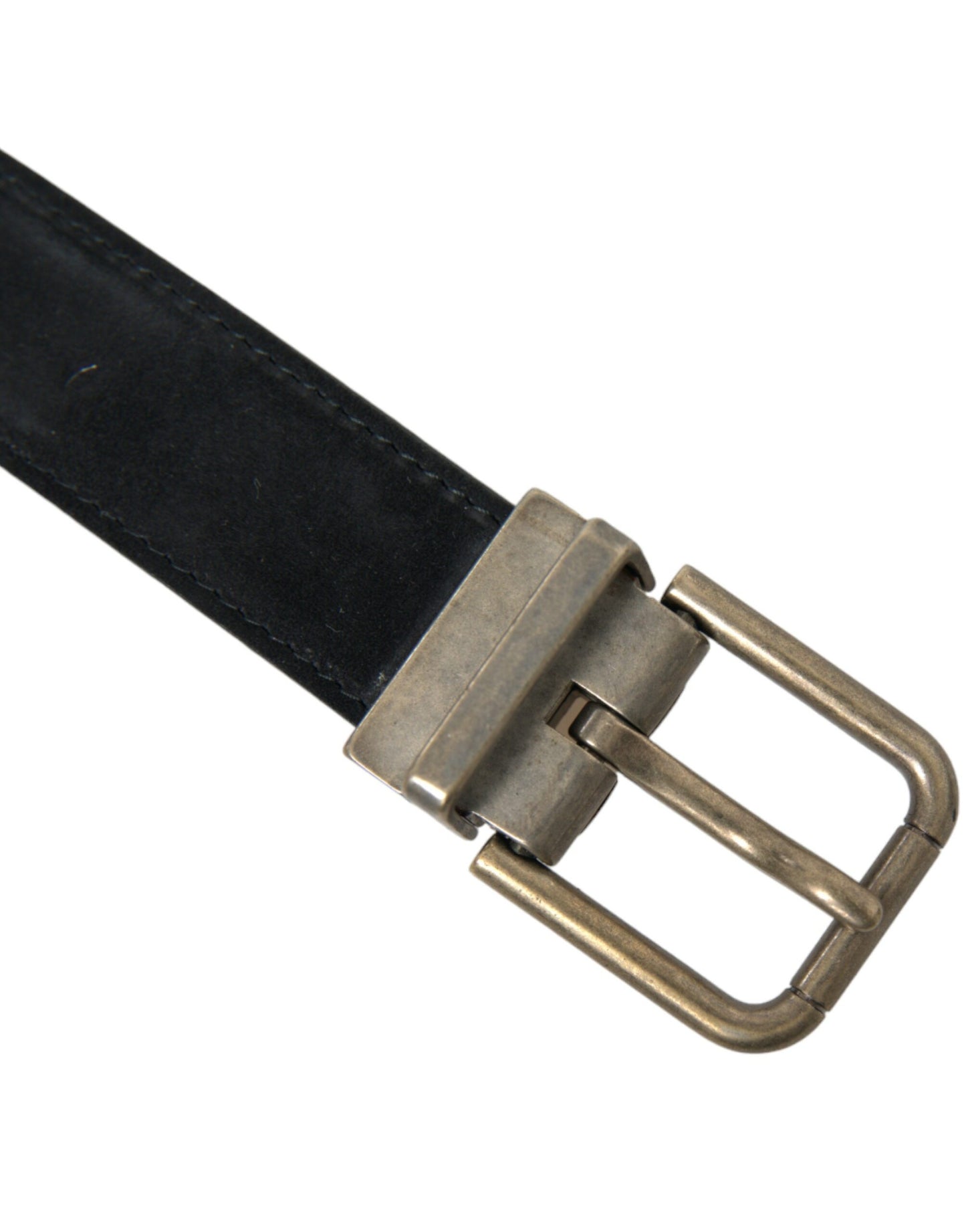 Dolce & Gabbana Black Suede Leather Gold Metal Buckle Belt Curated Luxury Accessories by Orvyn