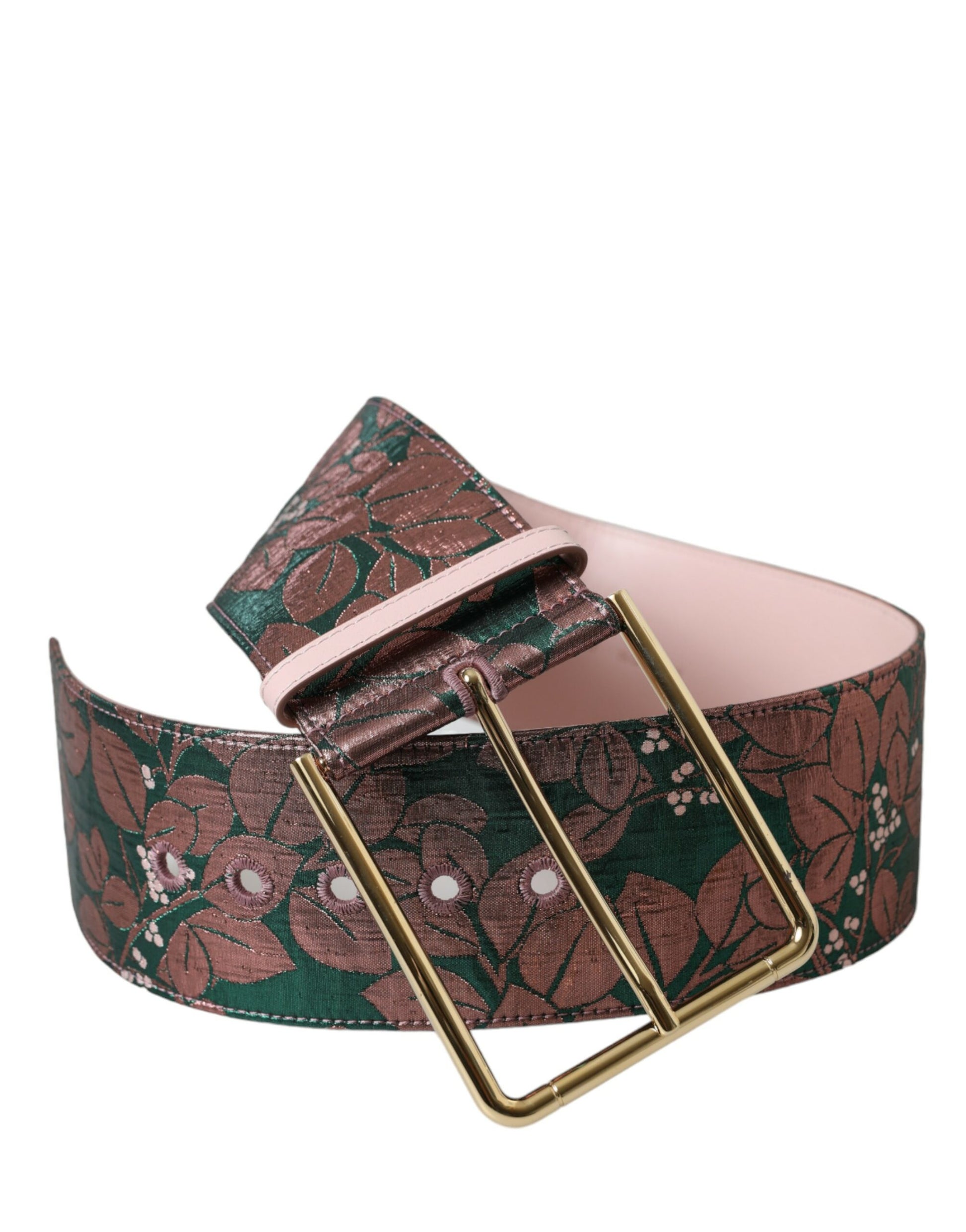 Dolce & Gabbana Multicolor Floral Jacquard Lurex Gold Buckle Belt Curated Luxury Accessories by Orvyn
