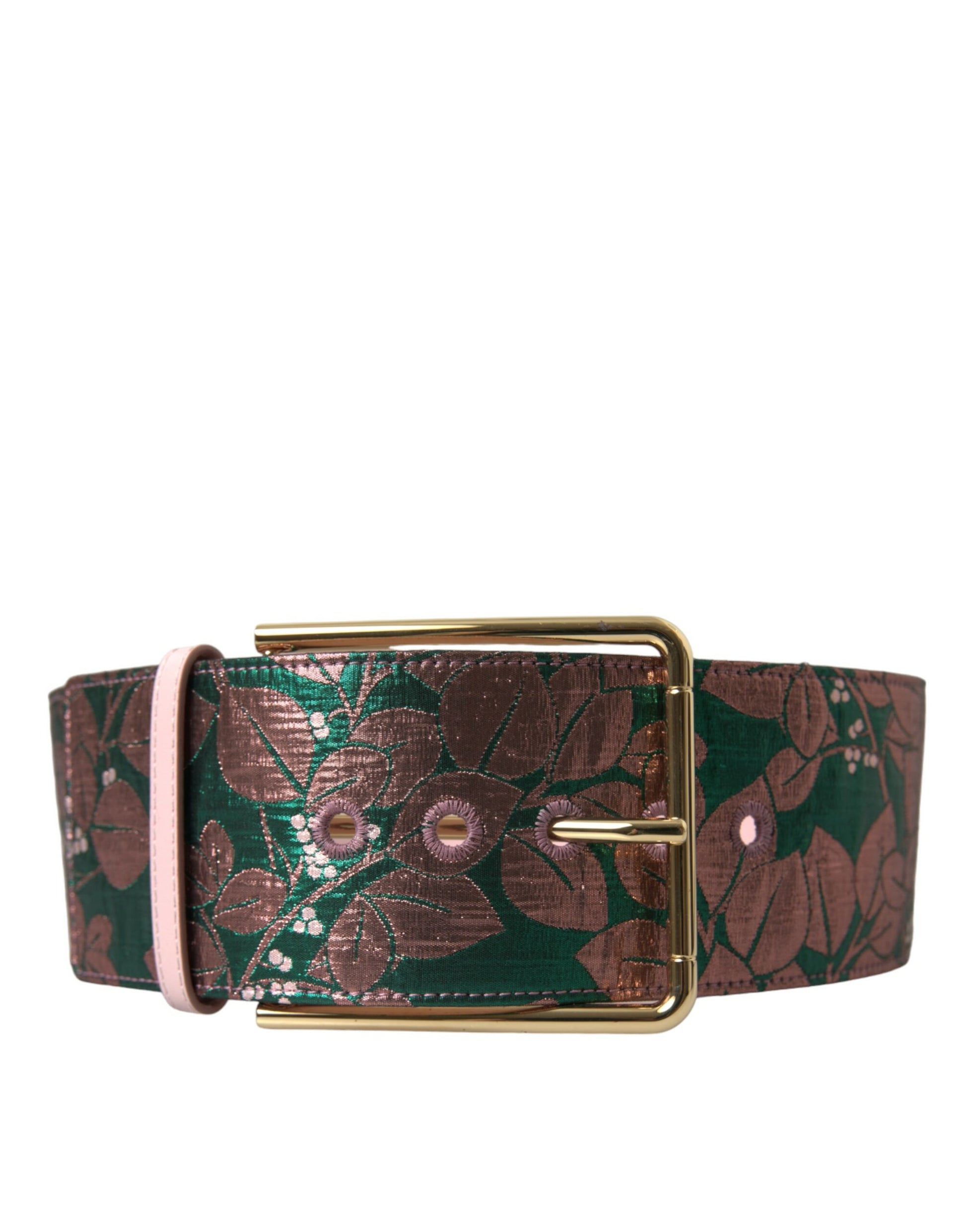 Dolce & Gabbana Multicolor Floral Jacquard Lurex Gold Buckle Belt Curated Luxury Accessories by Orvyn
