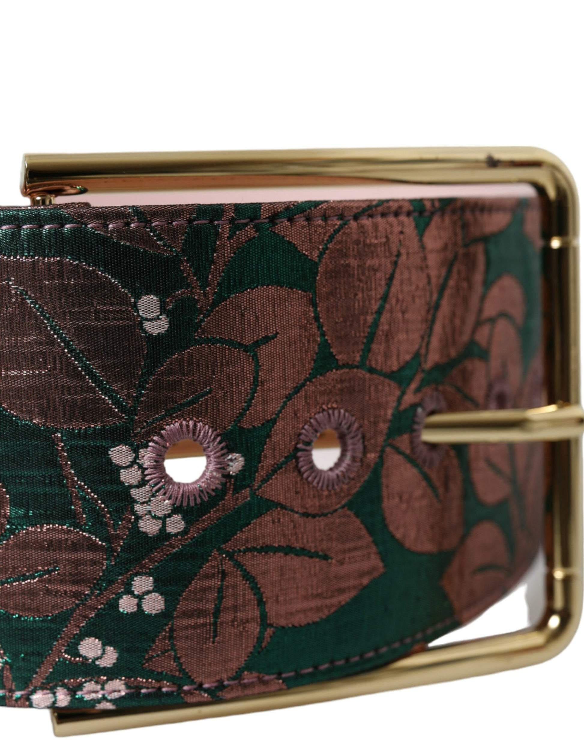 Dolce & Gabbana Multicolor Floral Jacquard Lurex Gold Buckle Belt Curated Luxury Accessories by Orvyn