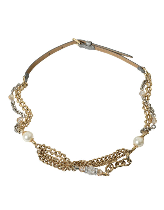 Dolce & Gabbana Blue Braided Gold Brass Chain Waist Belt Curated Luxury Accessories by Orvyn