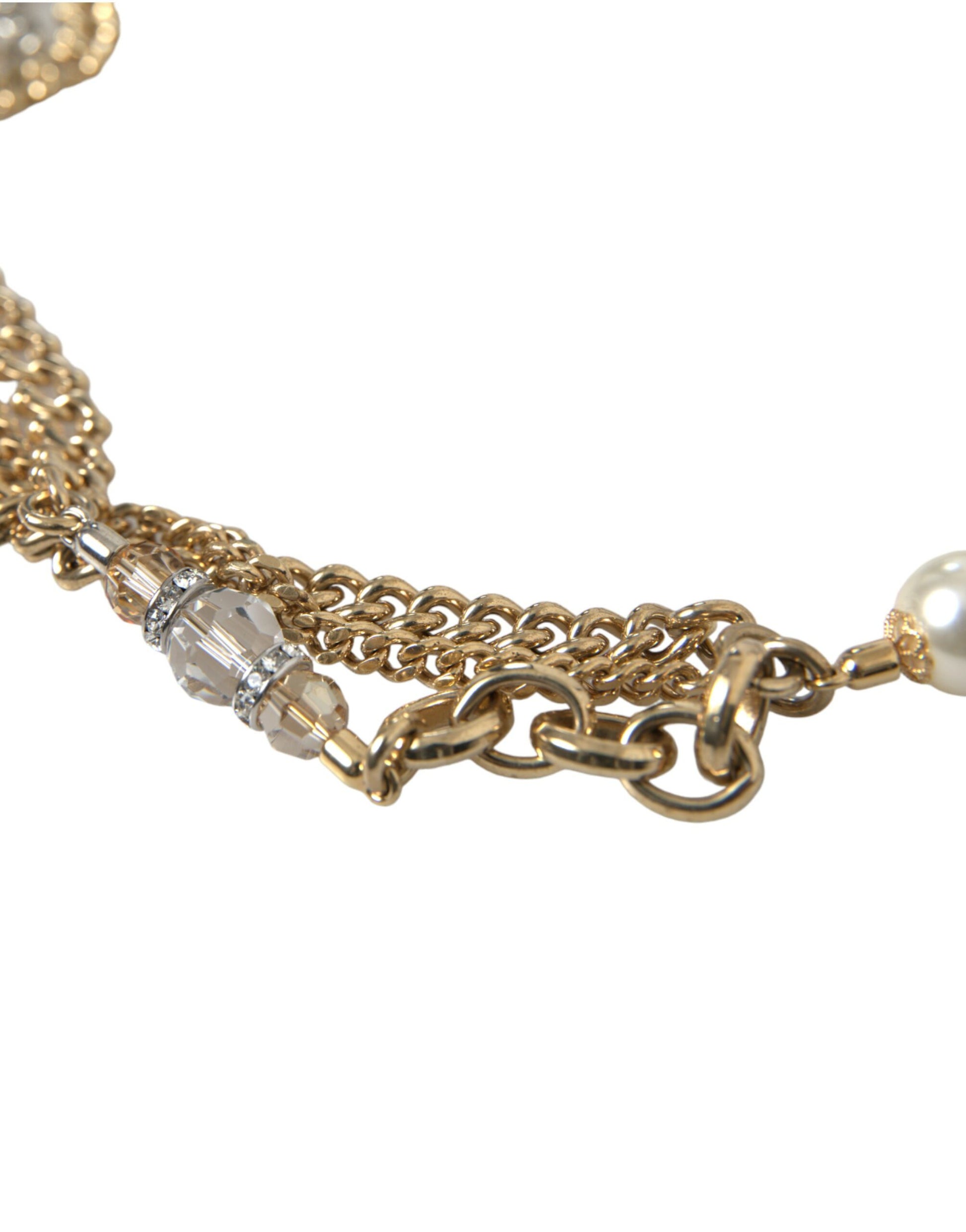 Dolce & Gabbana Blue Braided Gold Brass Chain Waist Belt Curated Luxury Accessories by Orvyn