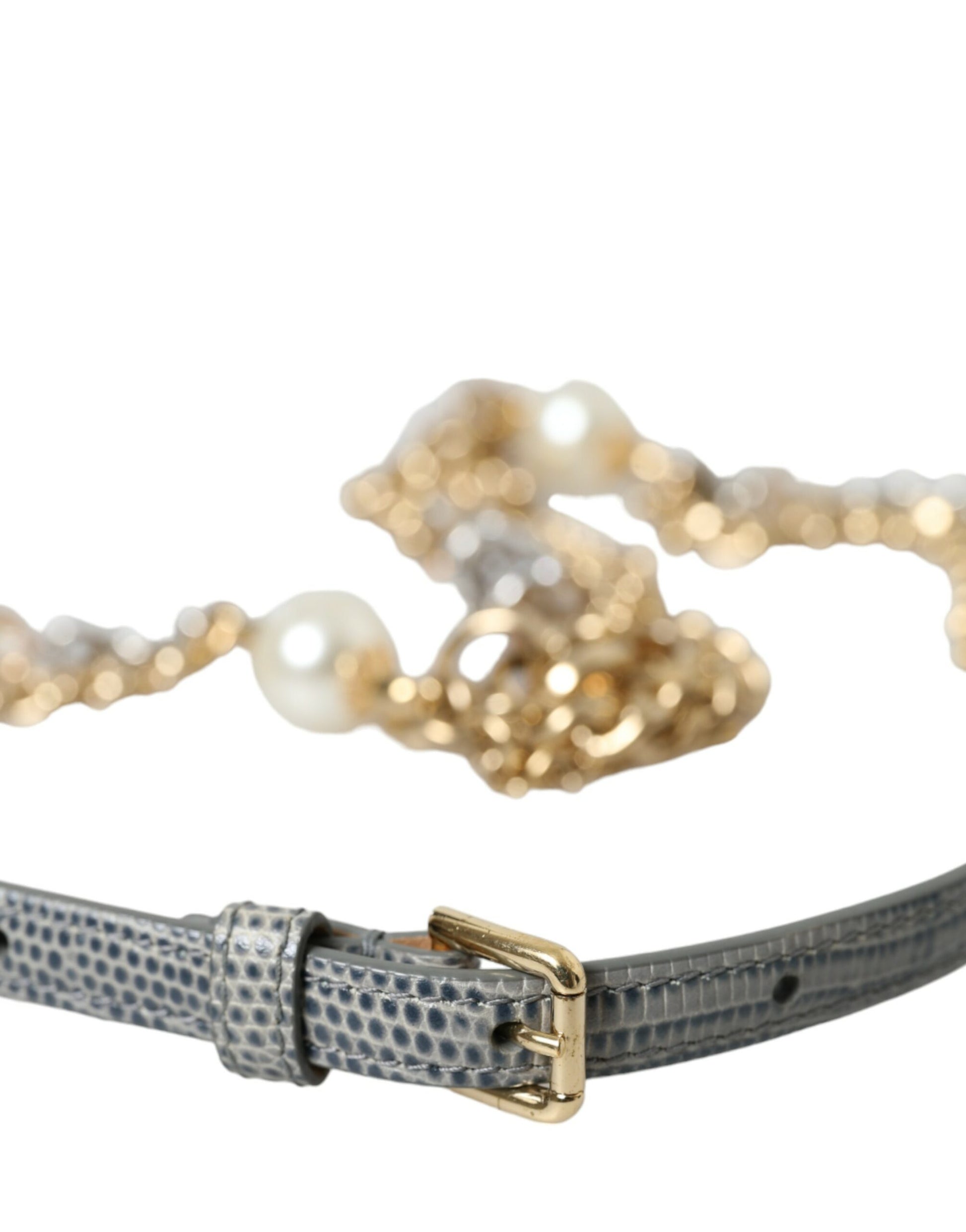 Dolce & Gabbana Blue Braided Gold Brass Chain Waist Belt Curated Luxury Accessories by Orvyn