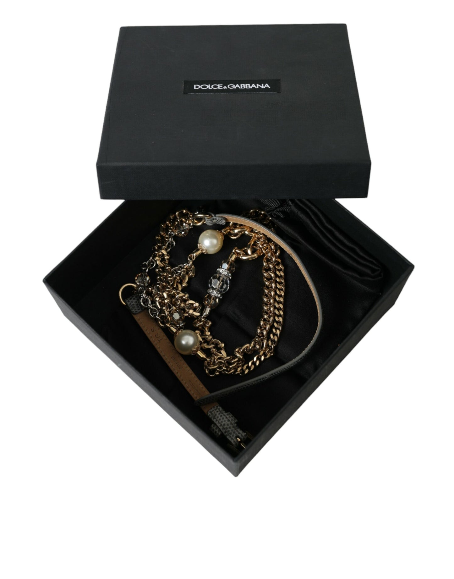 Dolce & Gabbana Blue Braided Gold Brass Chain Waist Belt Curated Luxury Accessories by Orvyn