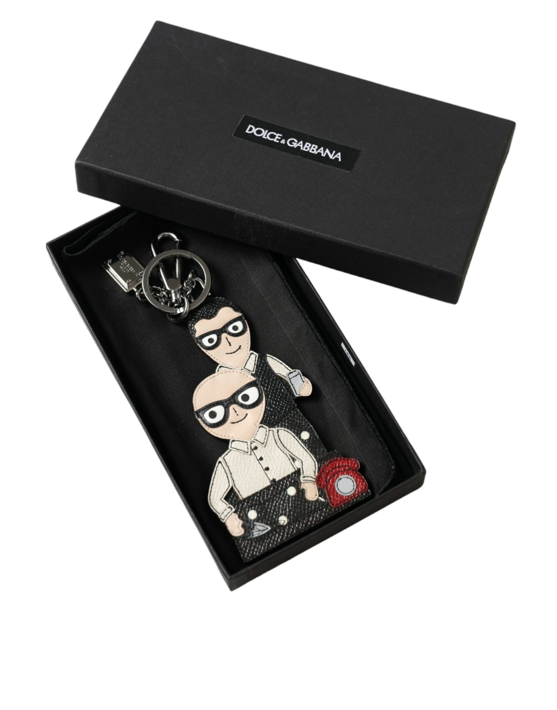 Dolce & Gabbana Leather Dominico Stefano #DGFAMILY Logo Badge Keychain Curated Luxury Accessories by Orvyn