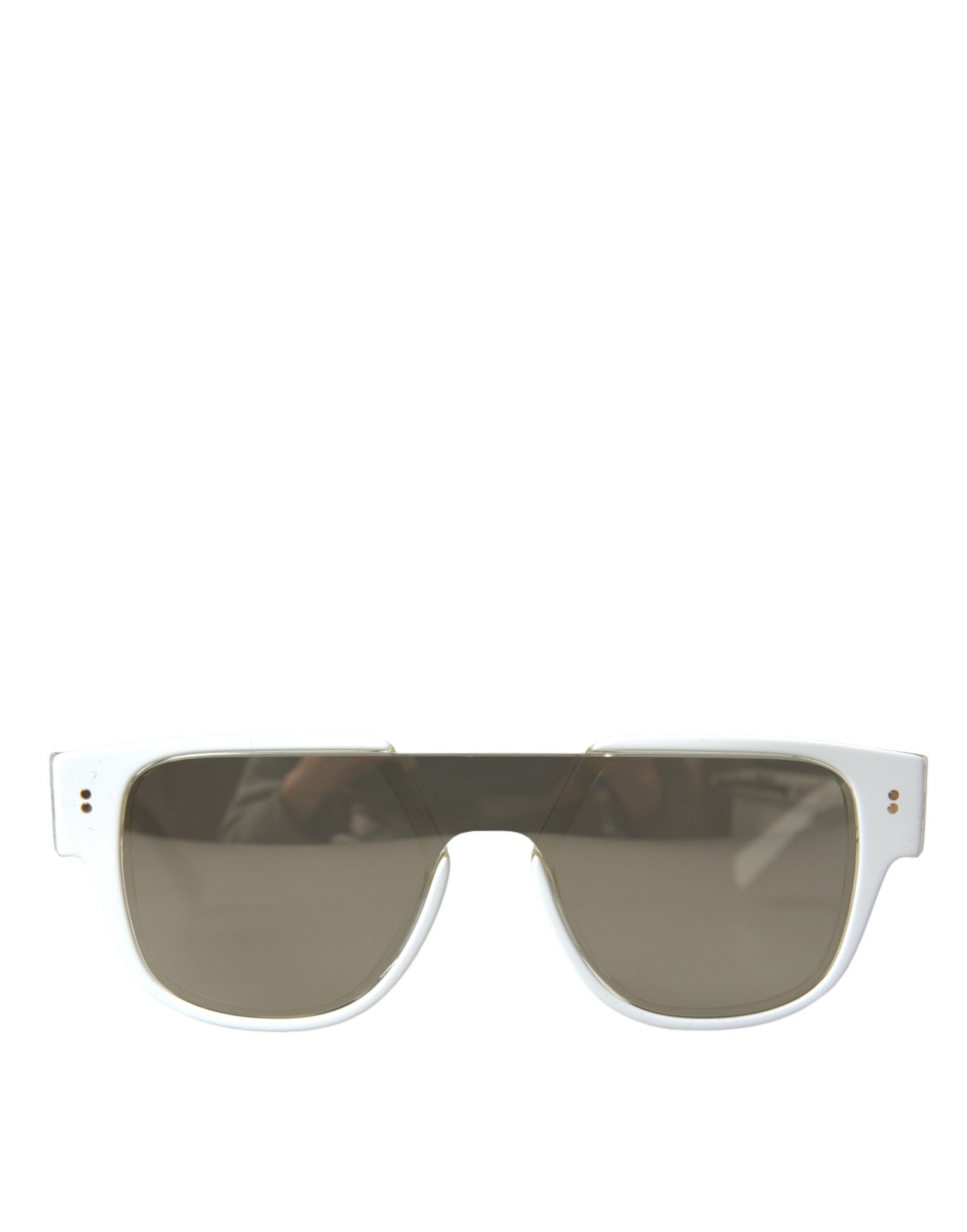 Dolce & Gabbana White Acetate Mirror Lenses DG4356 Sunglasses Curated Luxury Accessories by Orvyn
