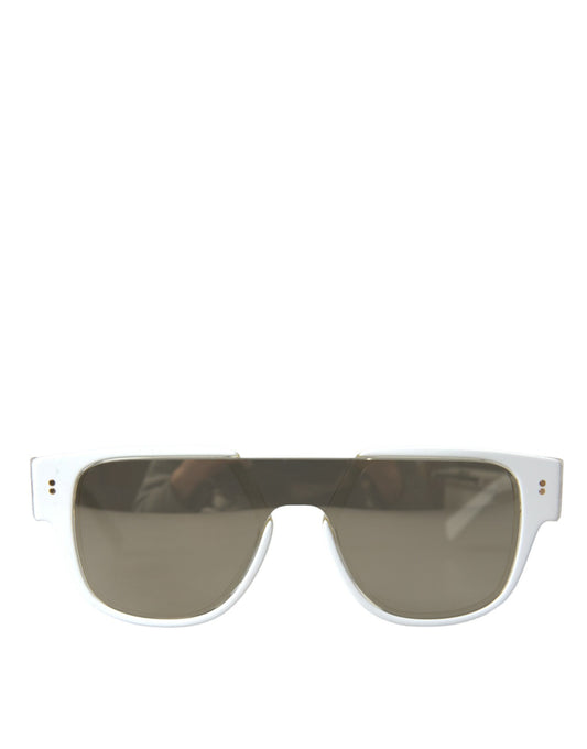 Dolce & Gabbana White Acetate Mirror Lenses DG4356 Sunglasses Curated Luxury Accessories by Orvyn