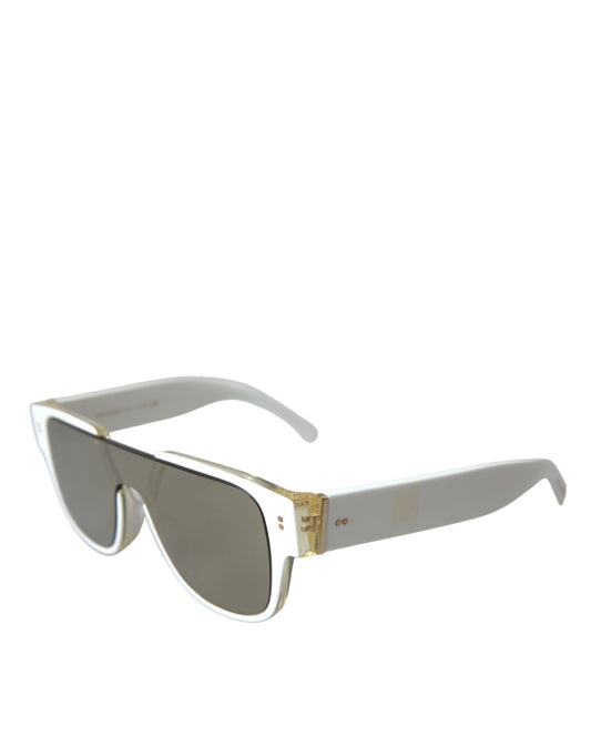 Dolce & Gabbana White Acetate Mirror Lenses DG4356 Sunglasses Curated Luxury Accessories by Orvyn