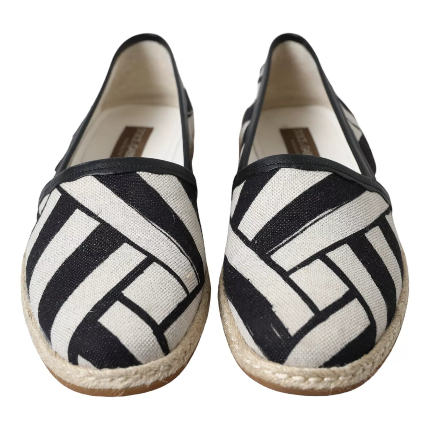 Dolce & Gabbana Black White Stripes Slip On Espadrille Shoes Curated Luxury Accessories by Orvyn