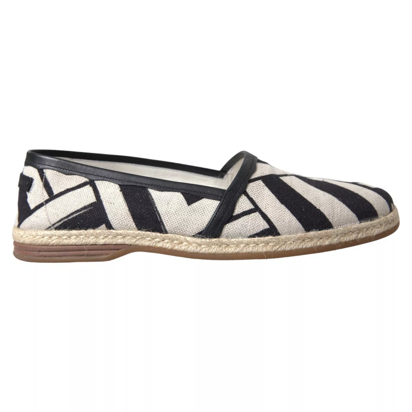 Dolce & Gabbana Black White Stripes Slip On Espadrille Shoes Curated Luxury Accessories by Orvyn