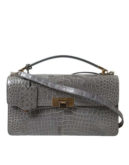 Balenciaga Gray Exotic Leather Medium Shoulder Hand Purse Bag Curated Luxury Accessories by Orvyn