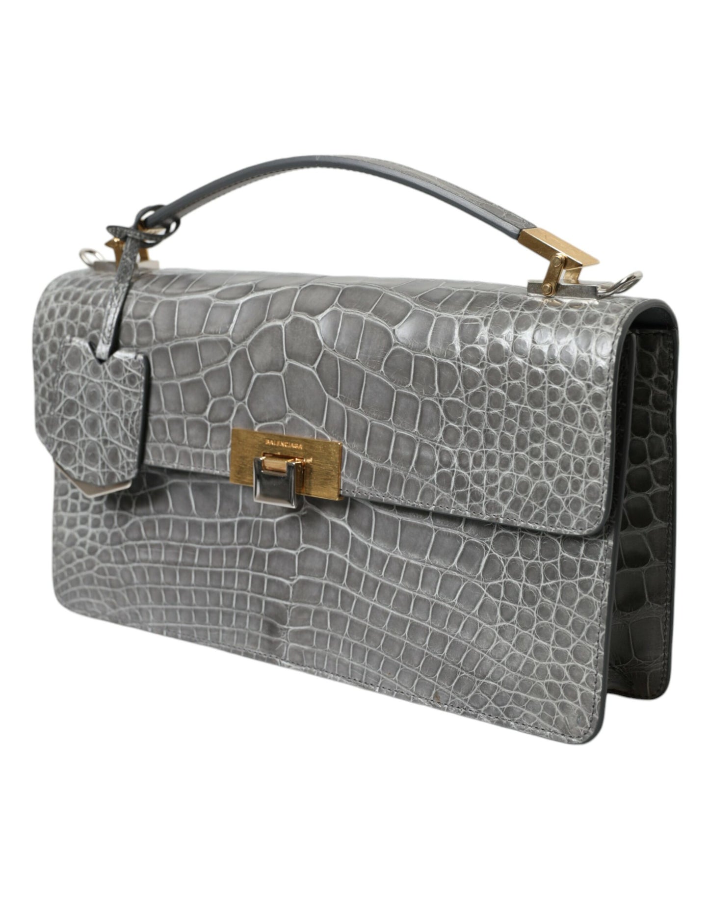 Balenciaga Gray Exotic Leather Medium Shoulder Hand Purse Bag Curated Luxury Accessories by Orvyn