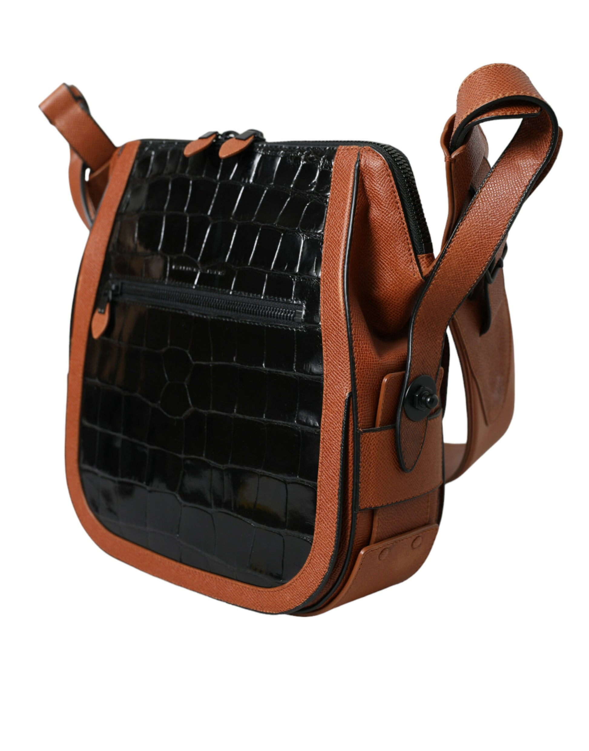 Balenciaga Black Brown Exotic Skin Leather Vertical Crossbody Purse Bag Curated Luxury Accessories by Orvyn