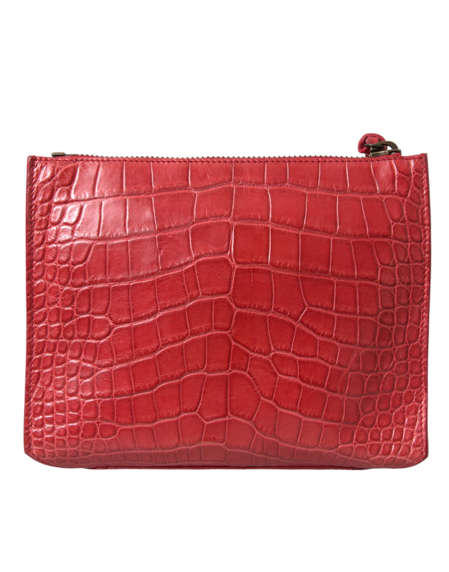 Balenciaga Red Exotic Skin Leather Classic Pouch Purse Wristlet Bag Curated Luxury Accessories by Orvyn