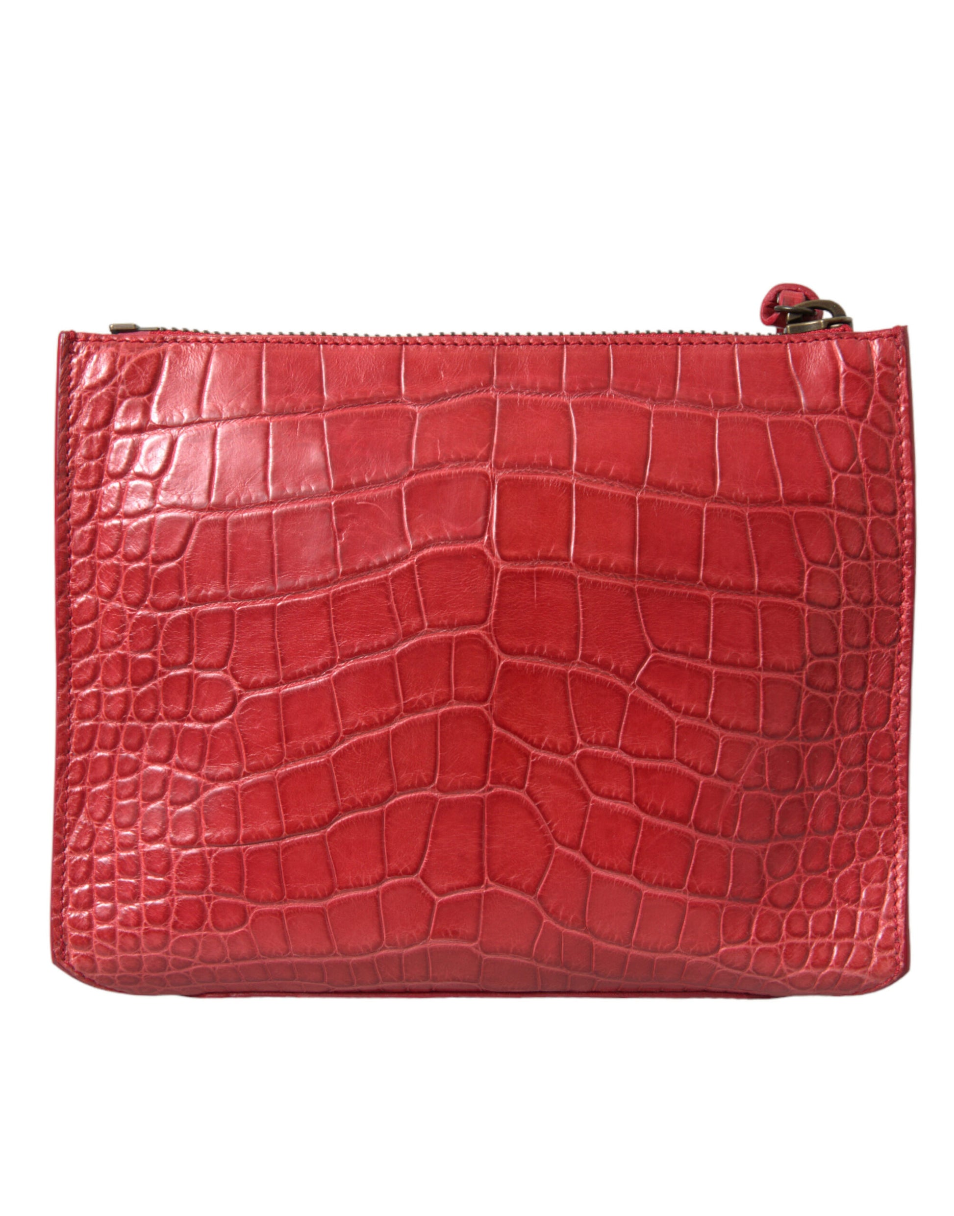 Balenciaga Red Exotic Skin Leather Classic Pouch Purse Wristlet Bag Curated Luxury Accessories by Orvyn