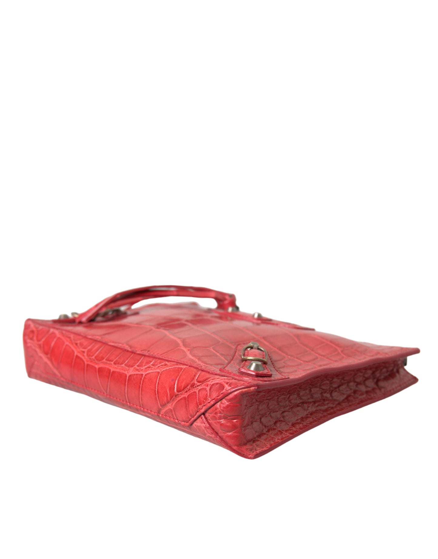 Balenciaga Red Exotic Skin Leather Classic Pouch Purse Wristlet Bag Curated Luxury Accessories by Orvyn