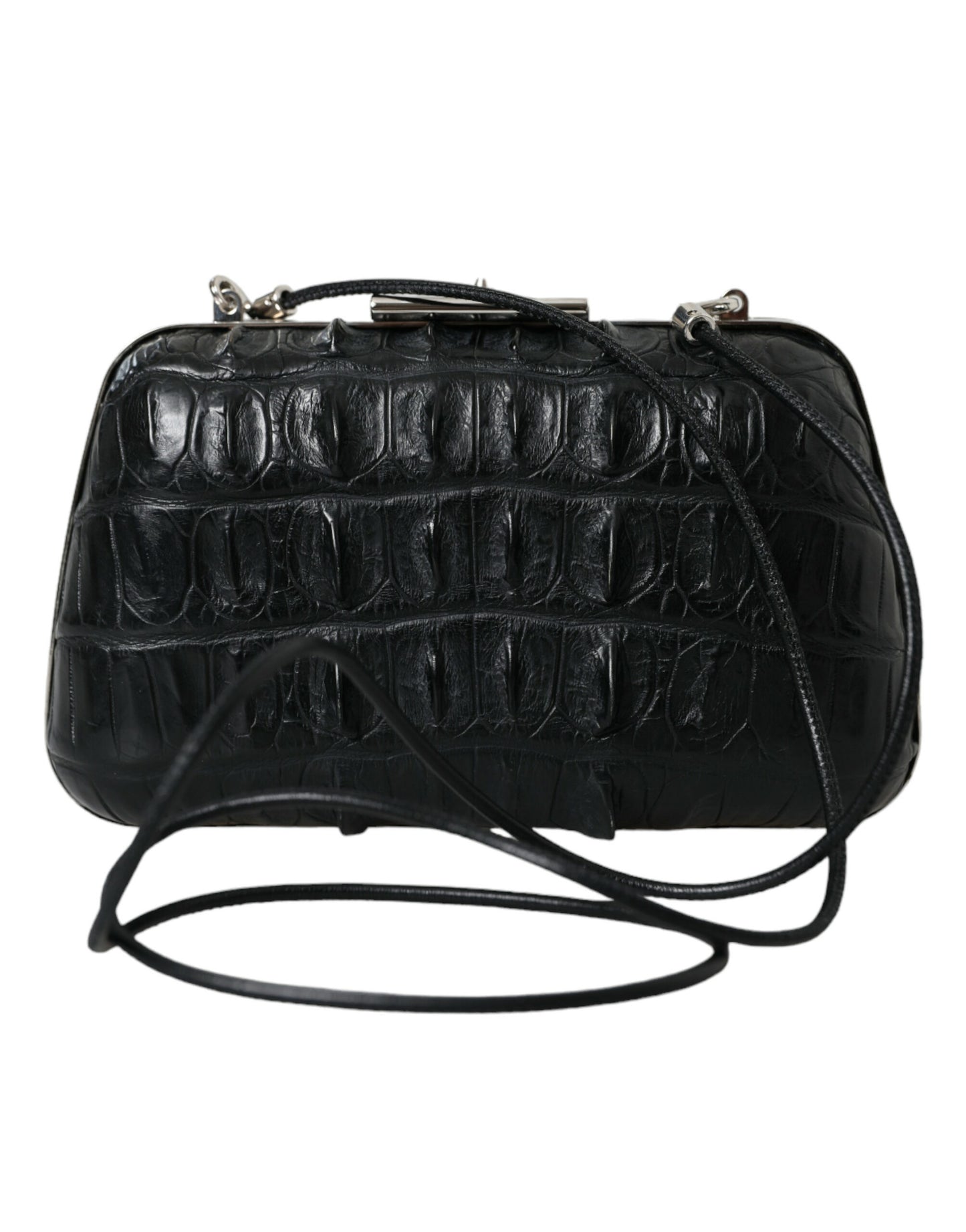 Balenciaga Black Exotic Skin Leather Shoulder Crossbody Box Clutch Bag Curated Luxury Accessories by Orvyn
