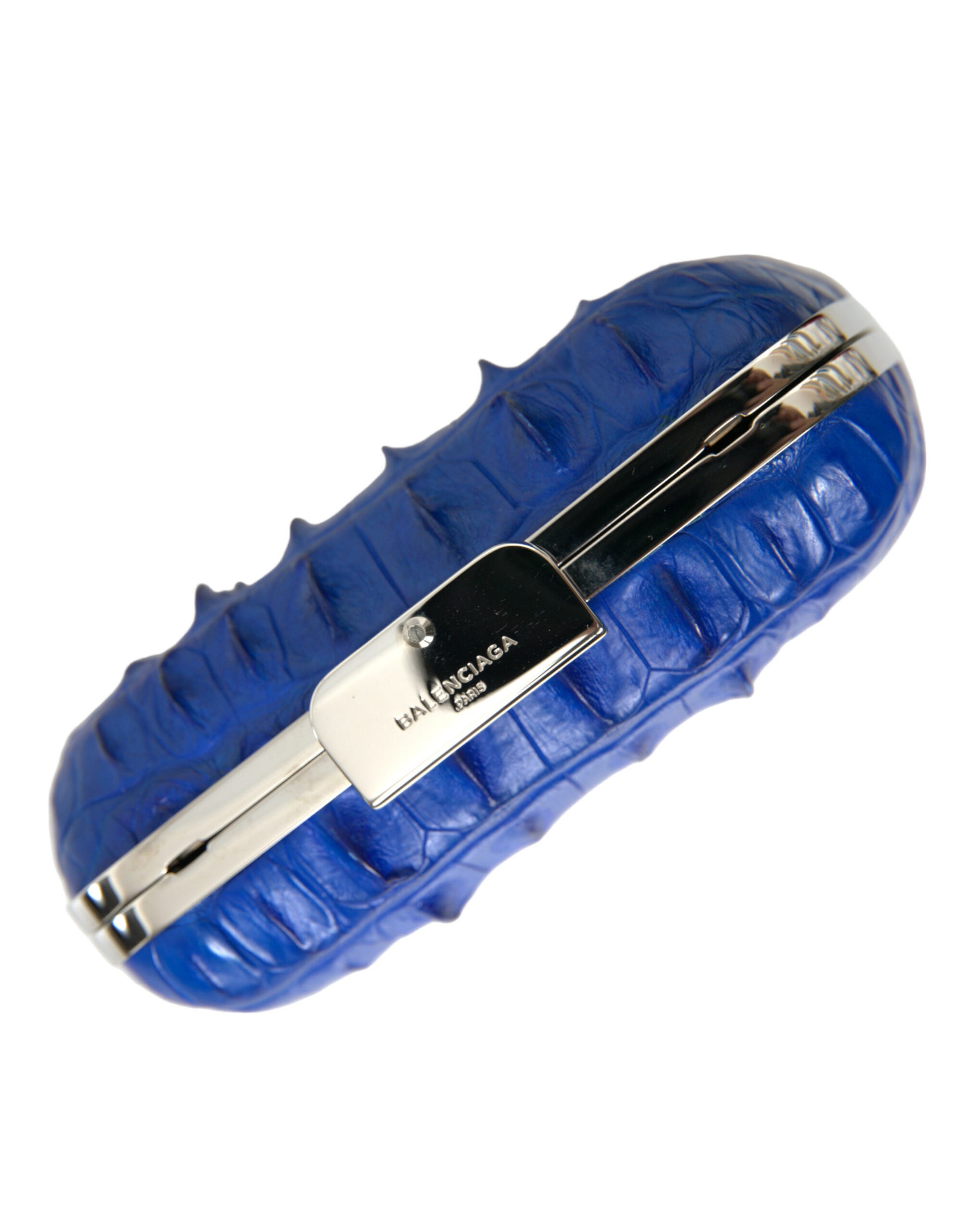 Balenciaga Blue Exotic Skin Leather Shoulder Crossbody Box Clutch Bag Curated Luxury Accessories by Orvyn